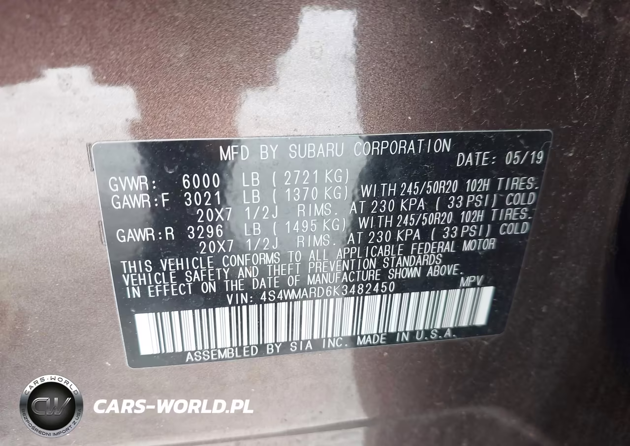 2019 Subaru Ascent Touring VIN:4S4WMARD6K3482450 - 9