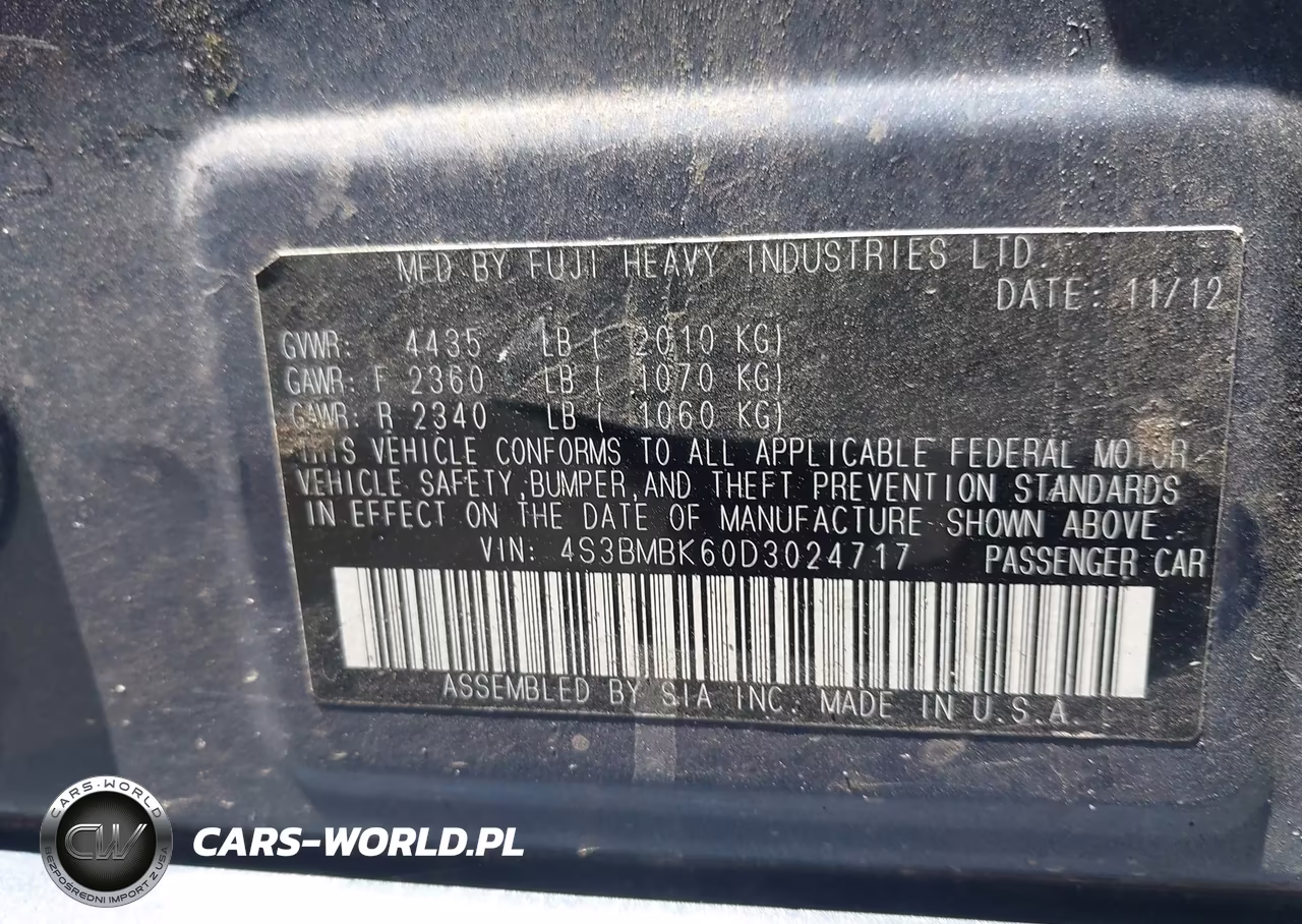 2013 Subaru Legacy 2.5I Limited VIN:4S3BMBK60D3024717 - 9