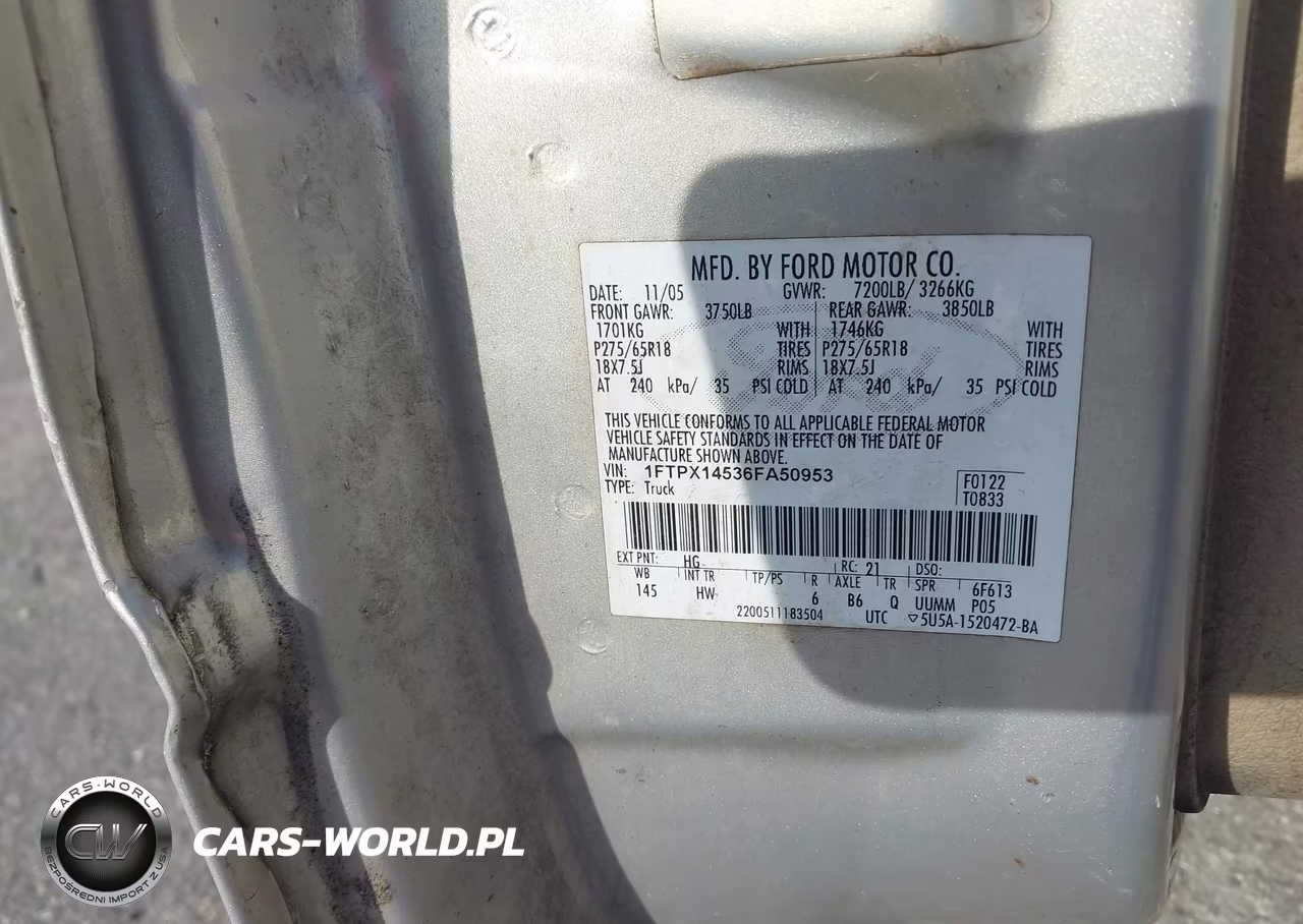 2006 Ford F-150 Fx4-Lariat-Xl-Xlt VIN:1FTPX14536FA50953 - 9