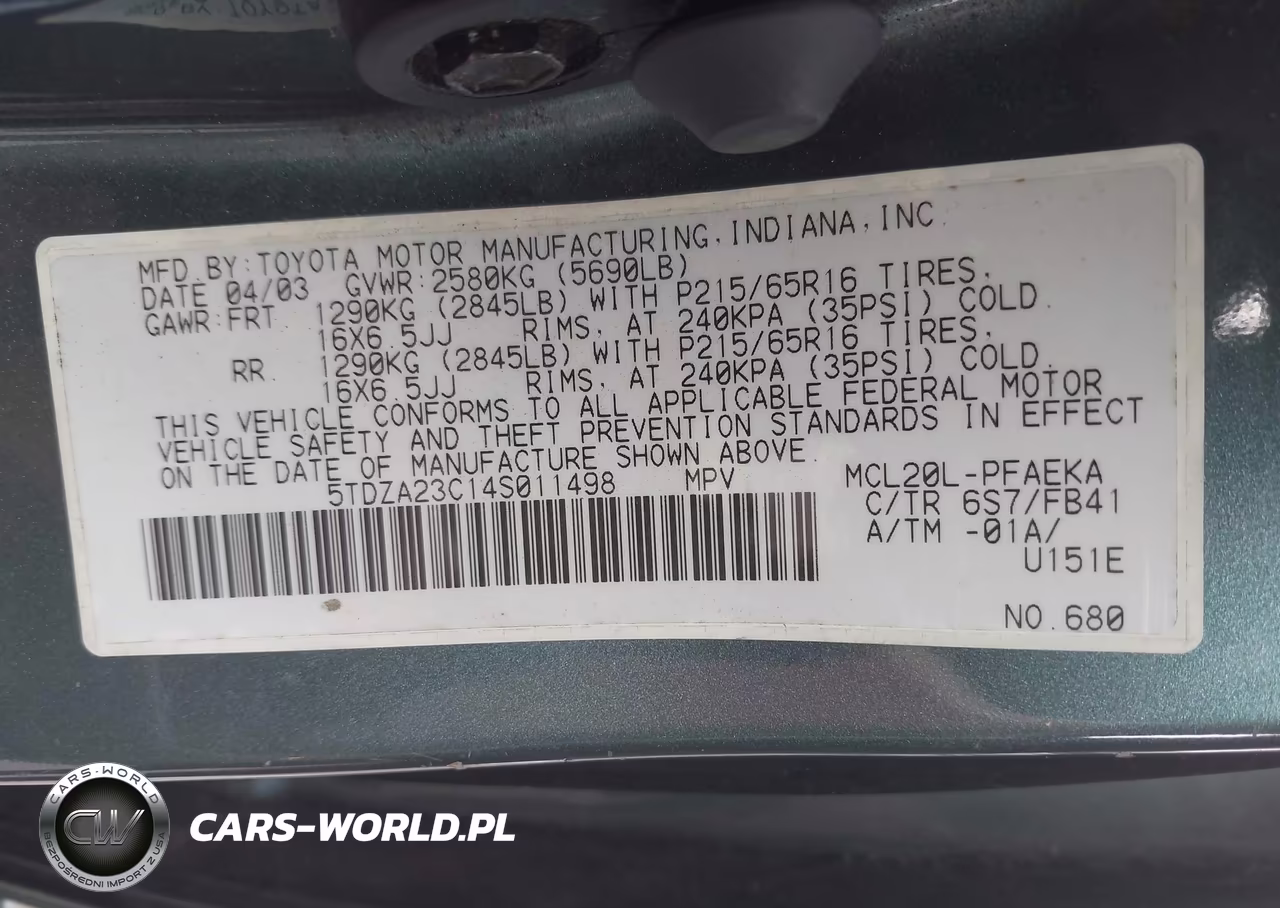2004 Toyota Sienna Le VIN:5TDZA23C14S011498 - 9