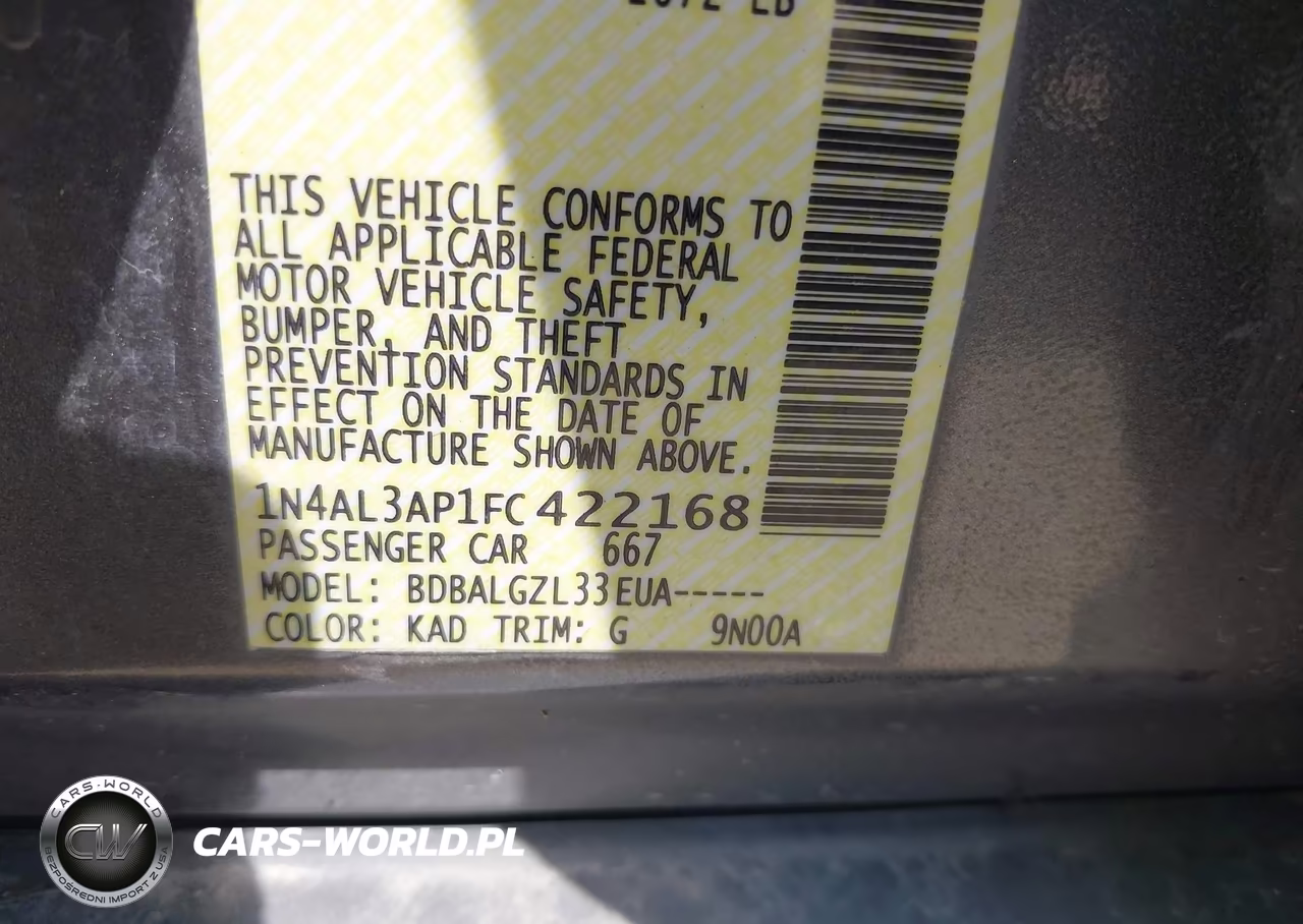2015 Nissan Altima 2.5-2.5 S-2.5 Sl-2.5 Sv VIN:1N4AL3AP1FC422168 - 9