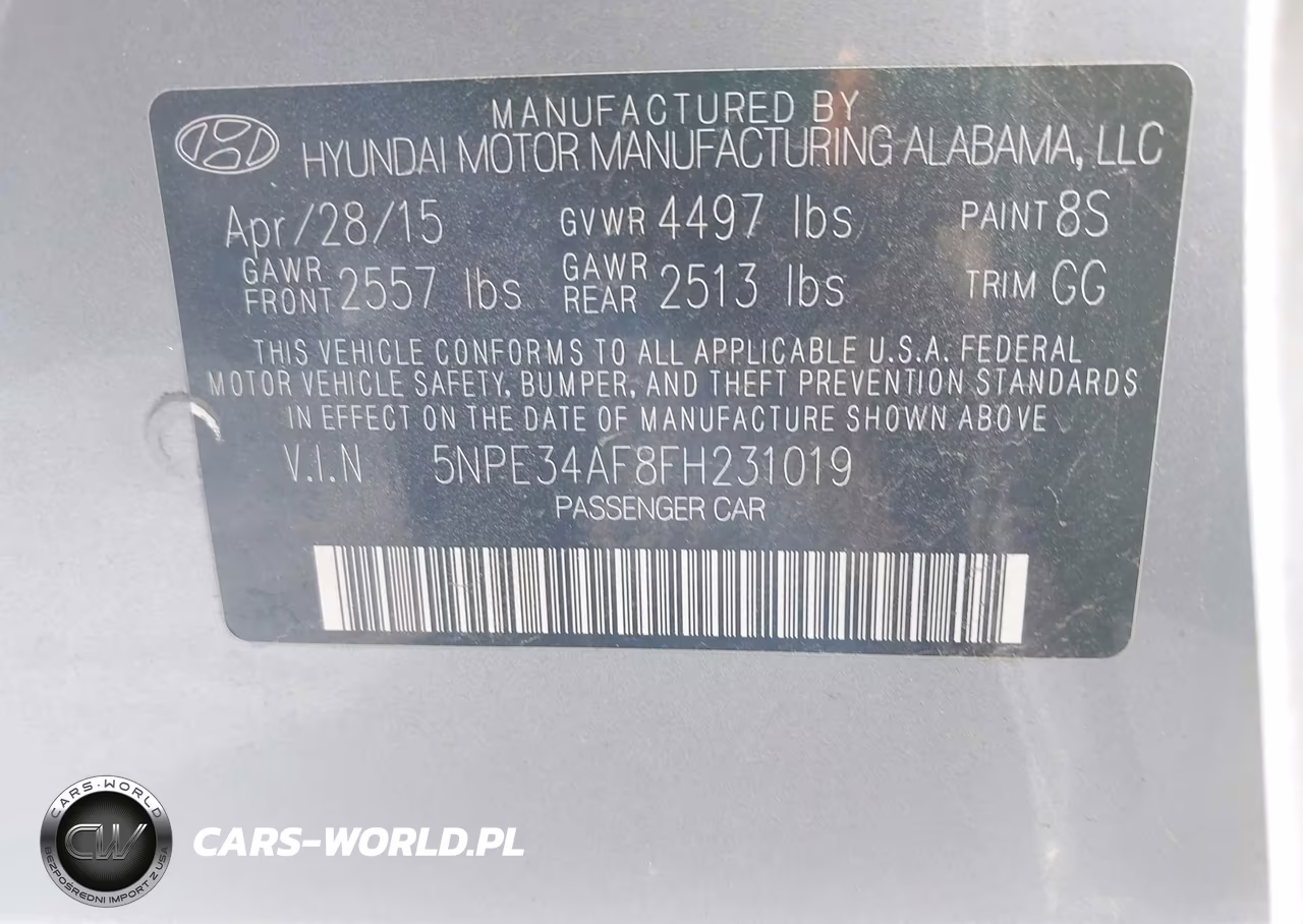 2015 Hyundai Sonata Sport VIN:5NPE34AF8FH231019 - 9