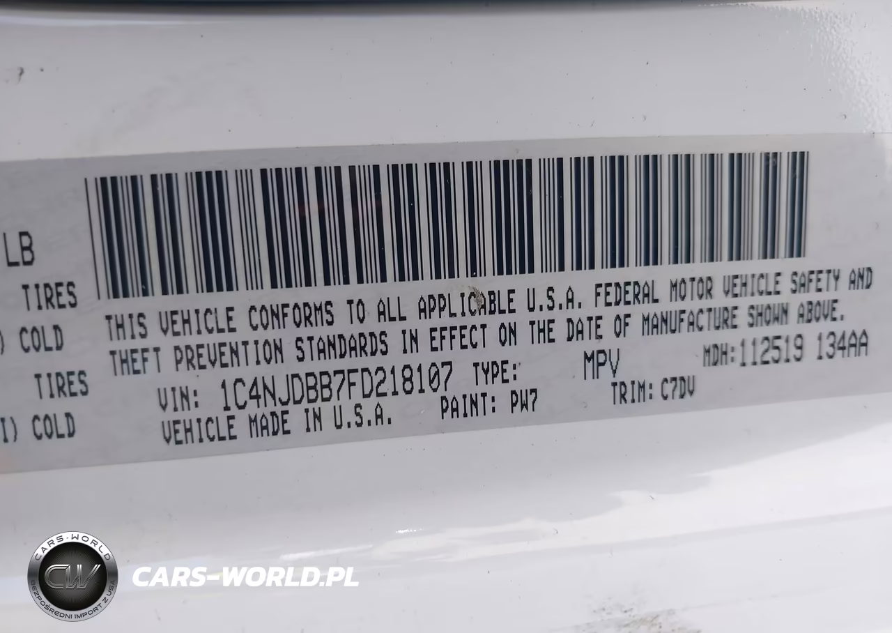 2015 Jeep Compass Sport VIN:1C4NJDBB7FD218107 - 9