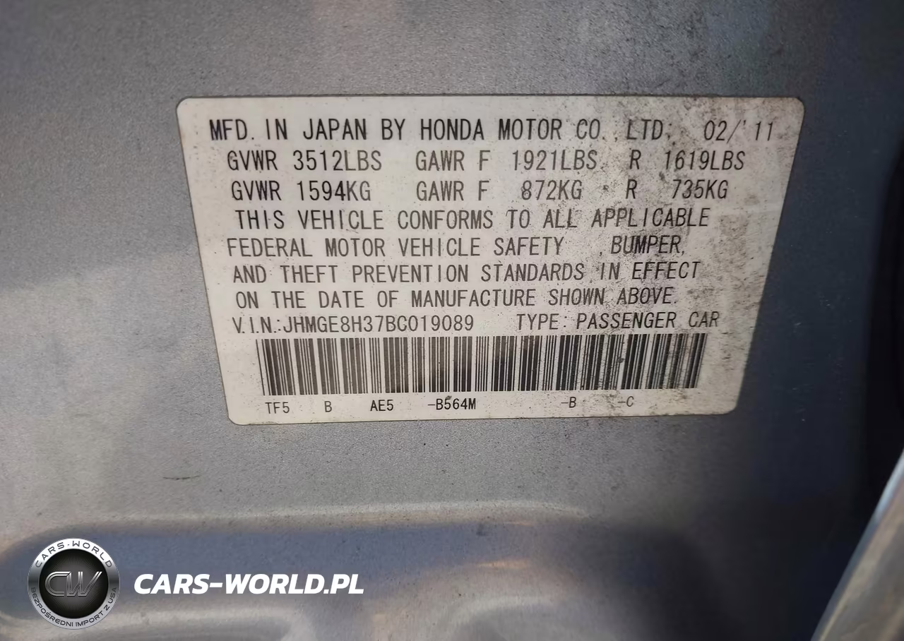 2011 Honda Fit VIN:JHMGE8H37BC019089 - 9