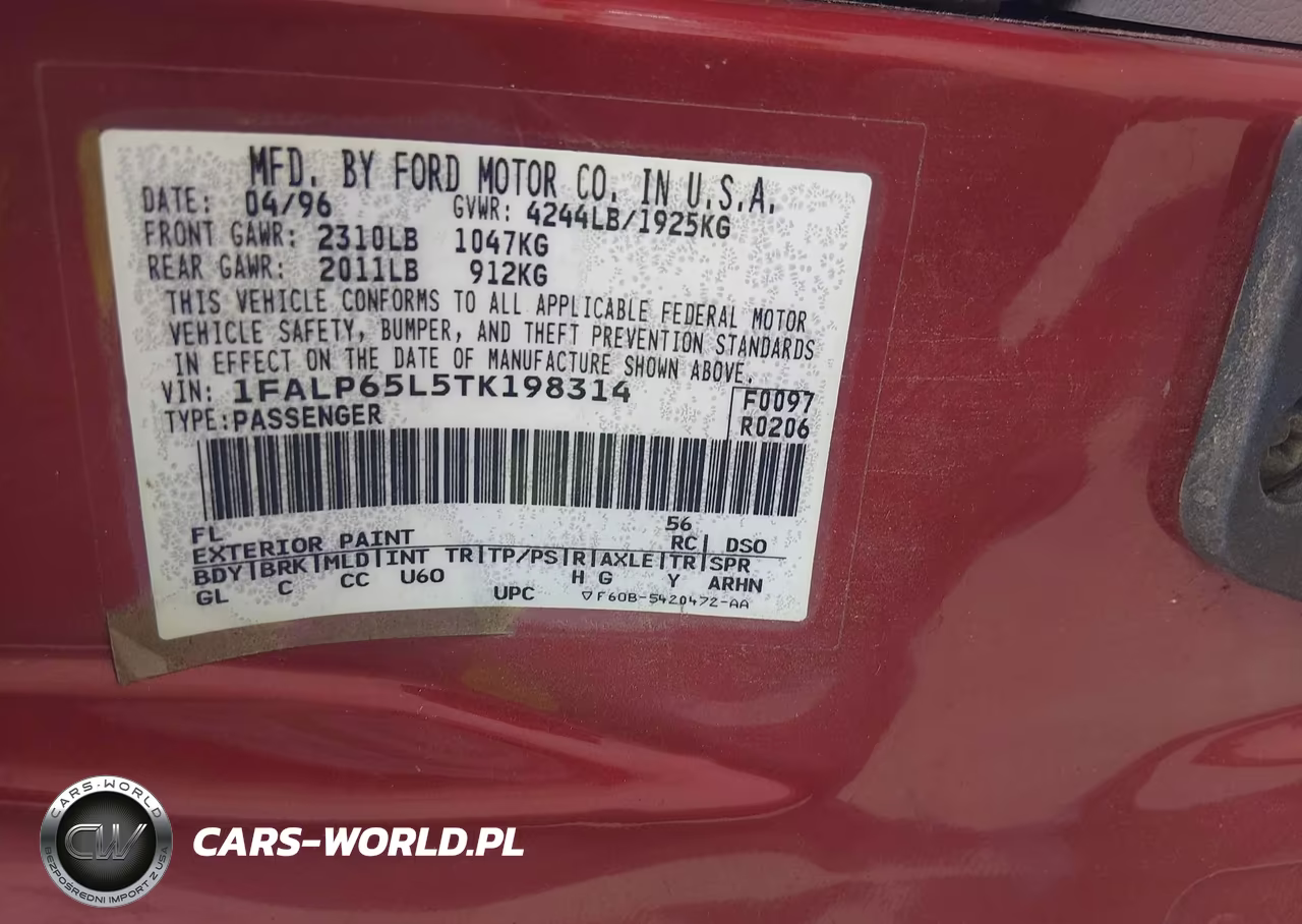 1996 Ford Contour Gl-Sport VIN:1FALP65L5TK198314 - 9