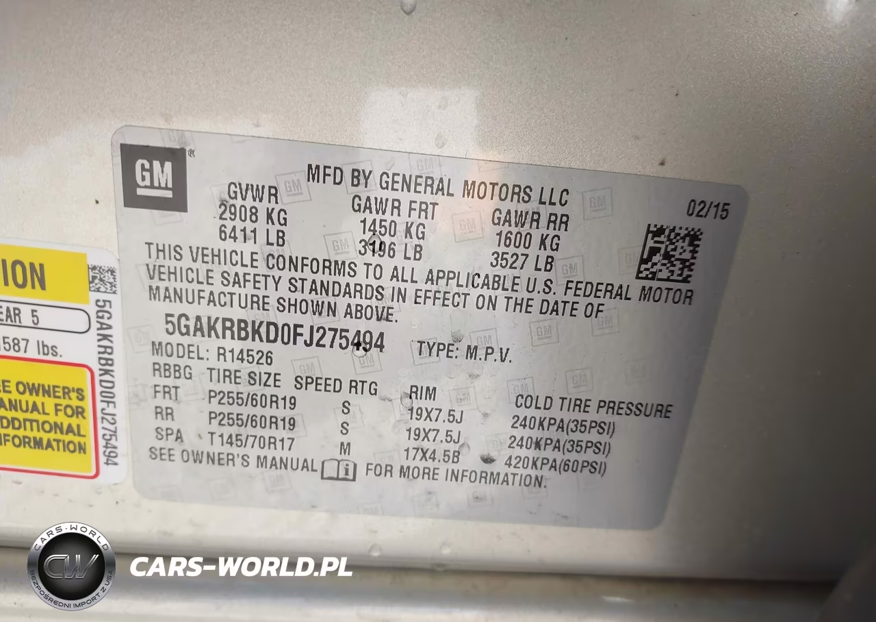 2015 Buick Enclave Leather VIN:5GAKRBKD0FJ275494 - 9
