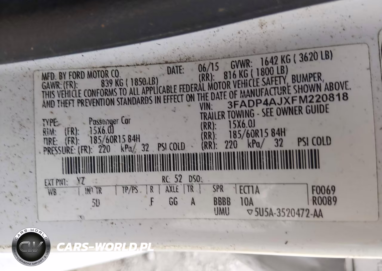 2015 Ford Fiesta S VIN:3FADP4AJXFM220818 - 9