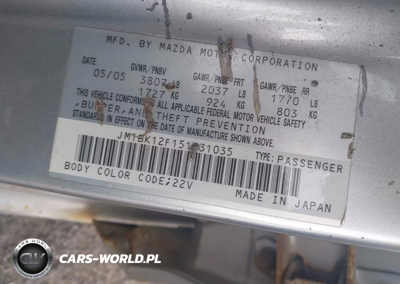 2005 Mazda Mazda3 I VIN:JM1BK12F151331035 - 9