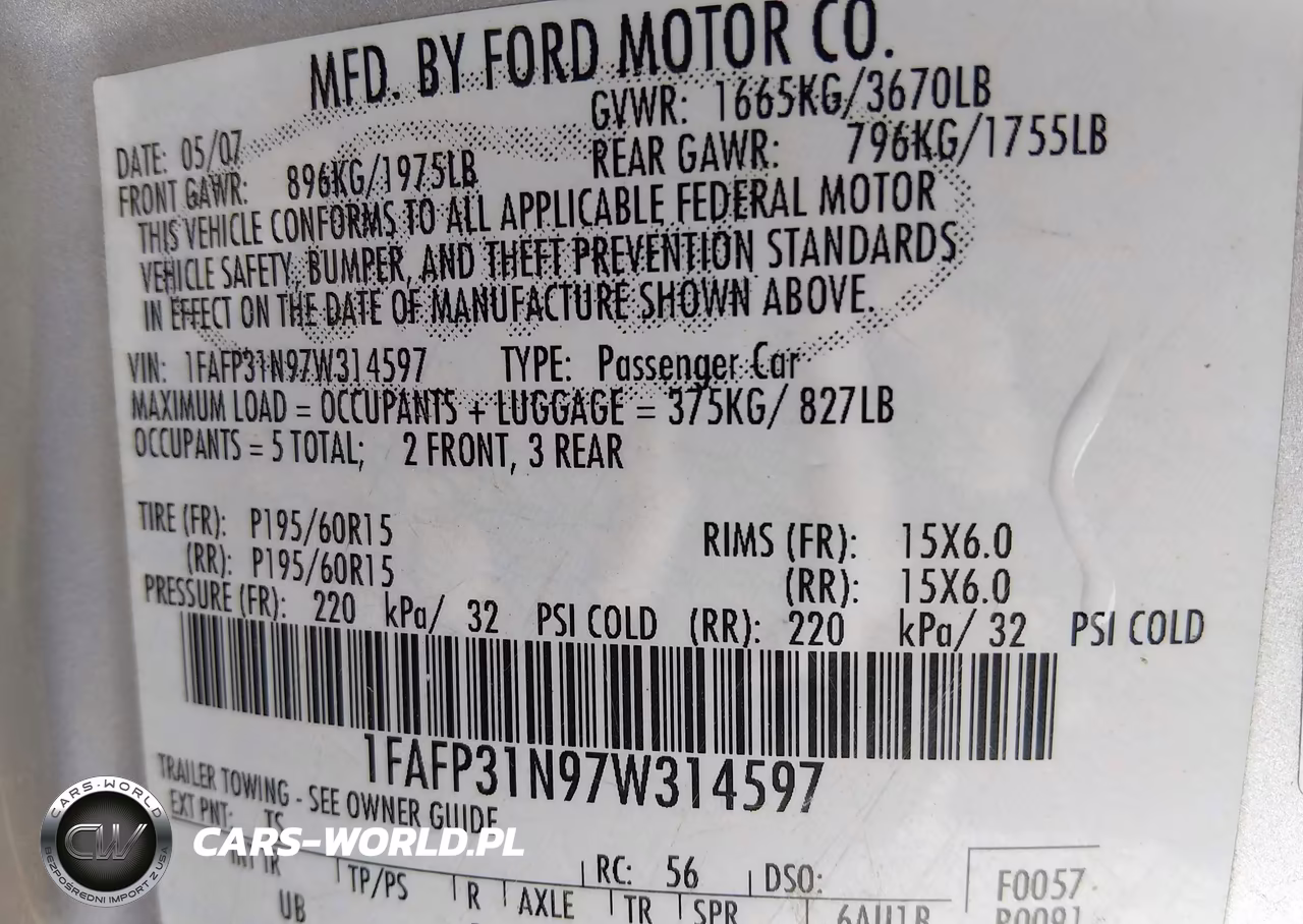 2007 Ford Focus S-Se-Ses VIN:1FAFP31N97W314597 - 9