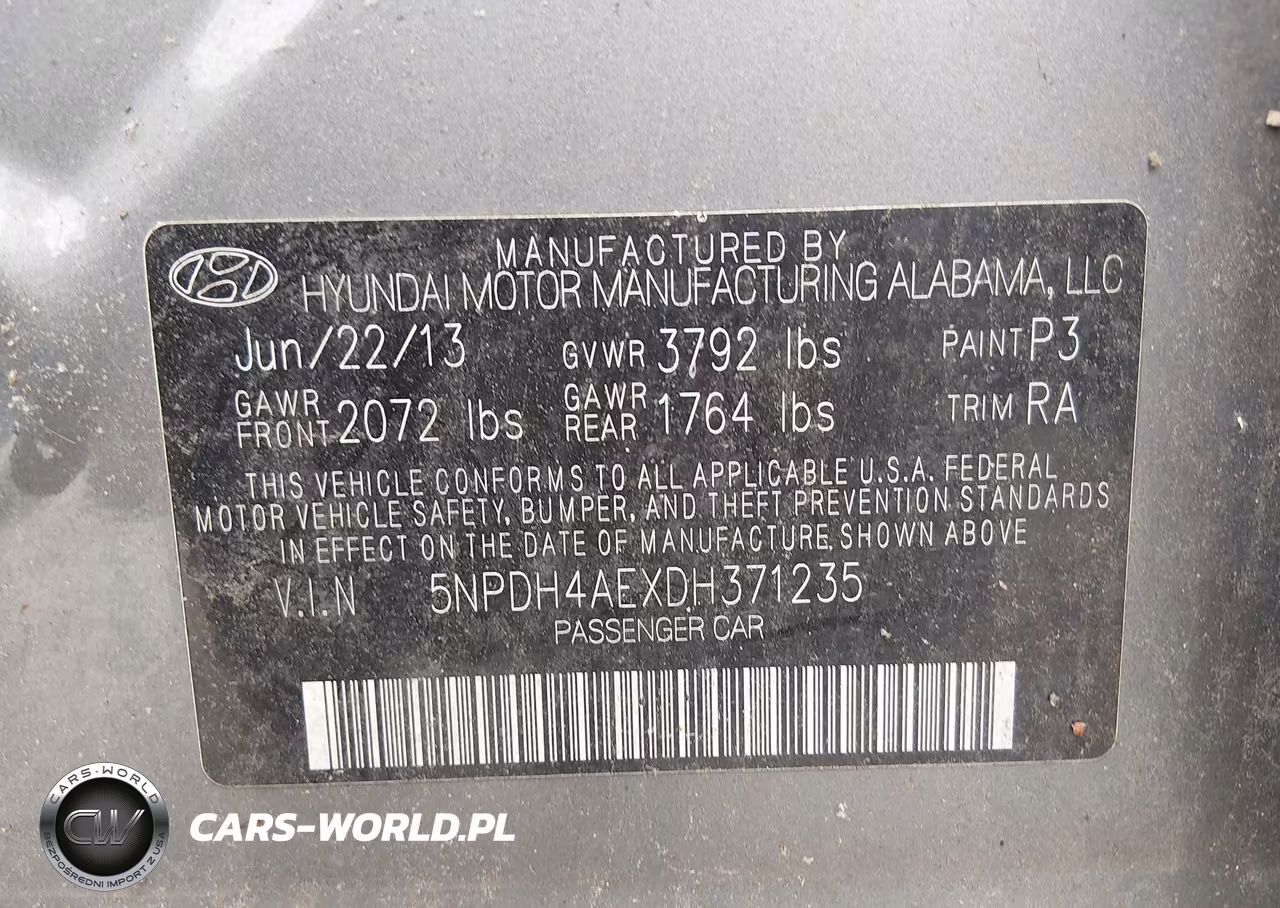 2013 Hyundai Elantra Gls VIN:5NPDH4AEXDH371235 - 9