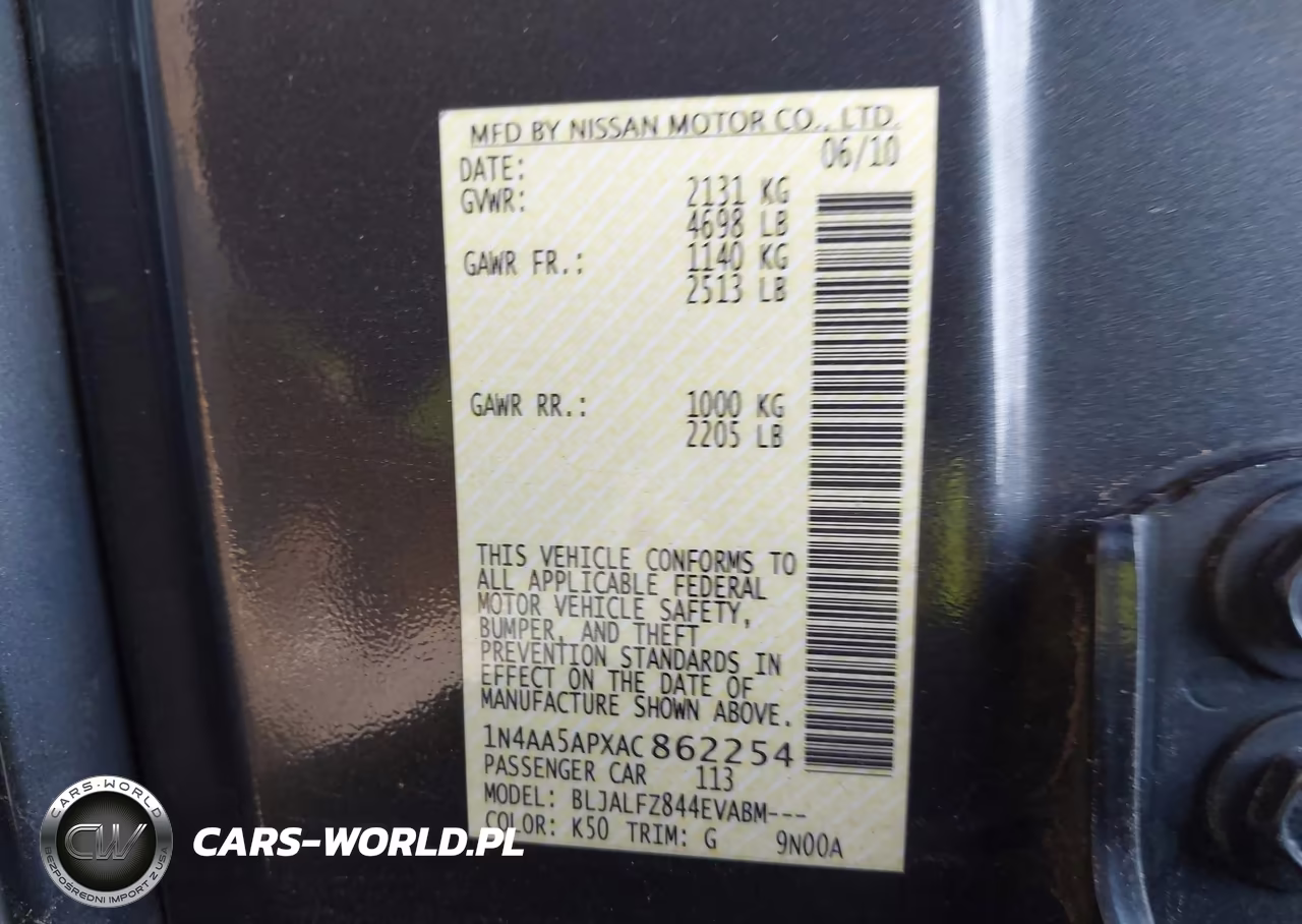 2010 Nissan Maxima 3.5 Sv VIN:1N4AA5APXAC862254 - 9