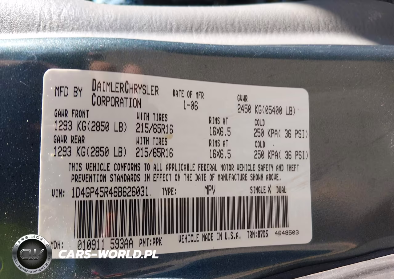 2006 Dodge Caravan Sxt VIN:1D4GP45R46B626031 - 9