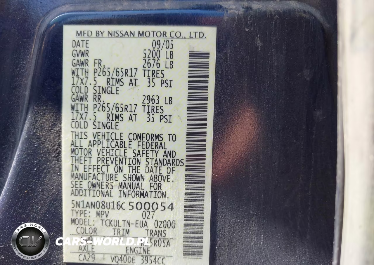 2006 Nissan Xterra Se VIN:5N1AN08U16C500054 - 9