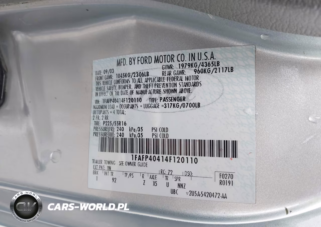 2004 Ford Mustang VIN:1FAFP40414F120110 - 9