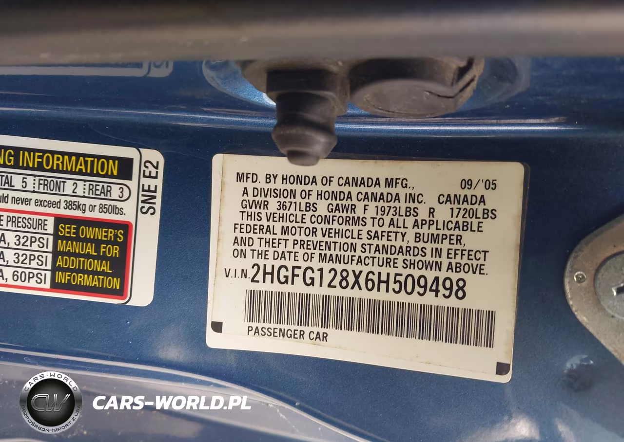 2006 Honda Civic Ex VIN:2HGFG128X6H509498 - 9