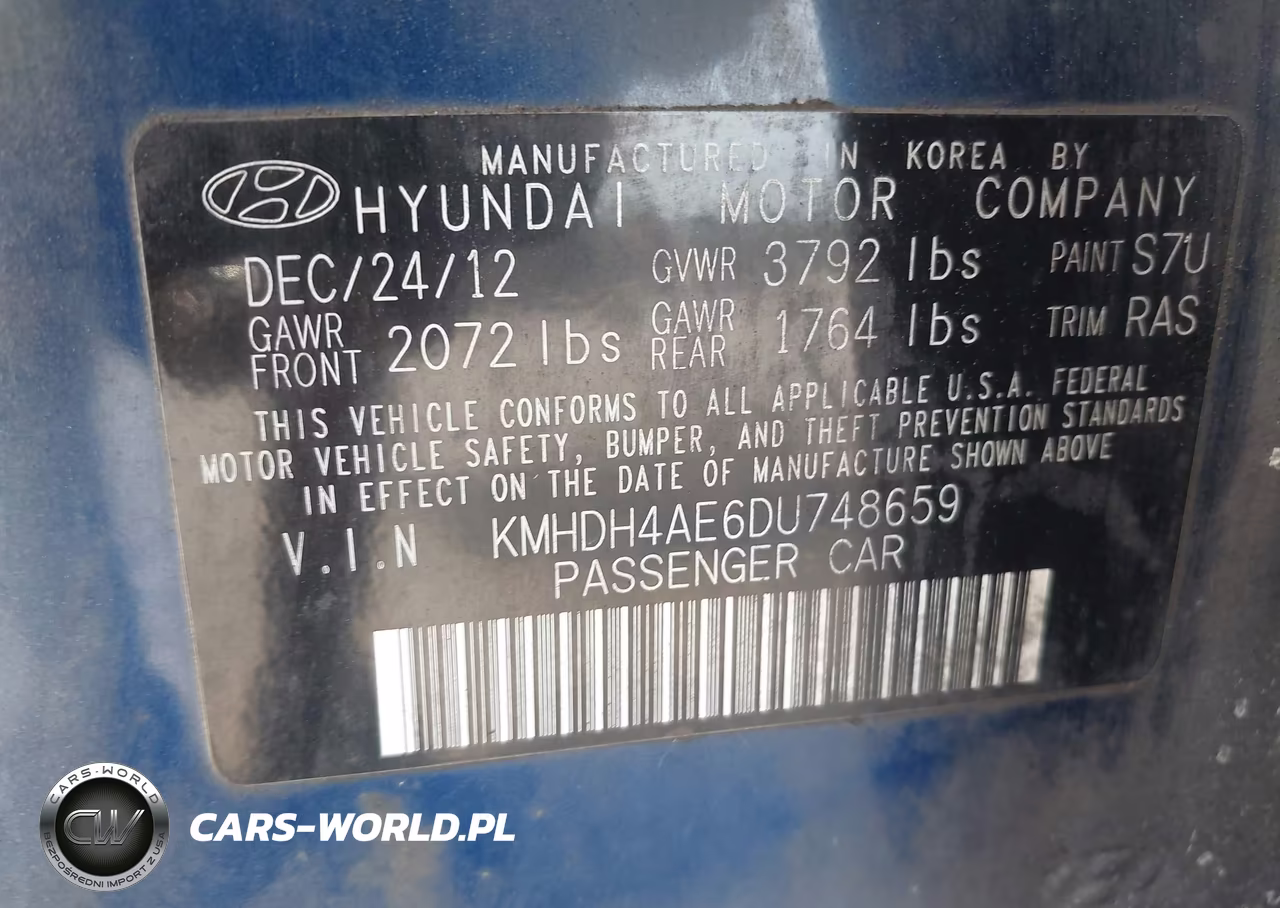 2013 Hyundai Elantra Gls VIN:KMHDH4AE6DU748659 - 9