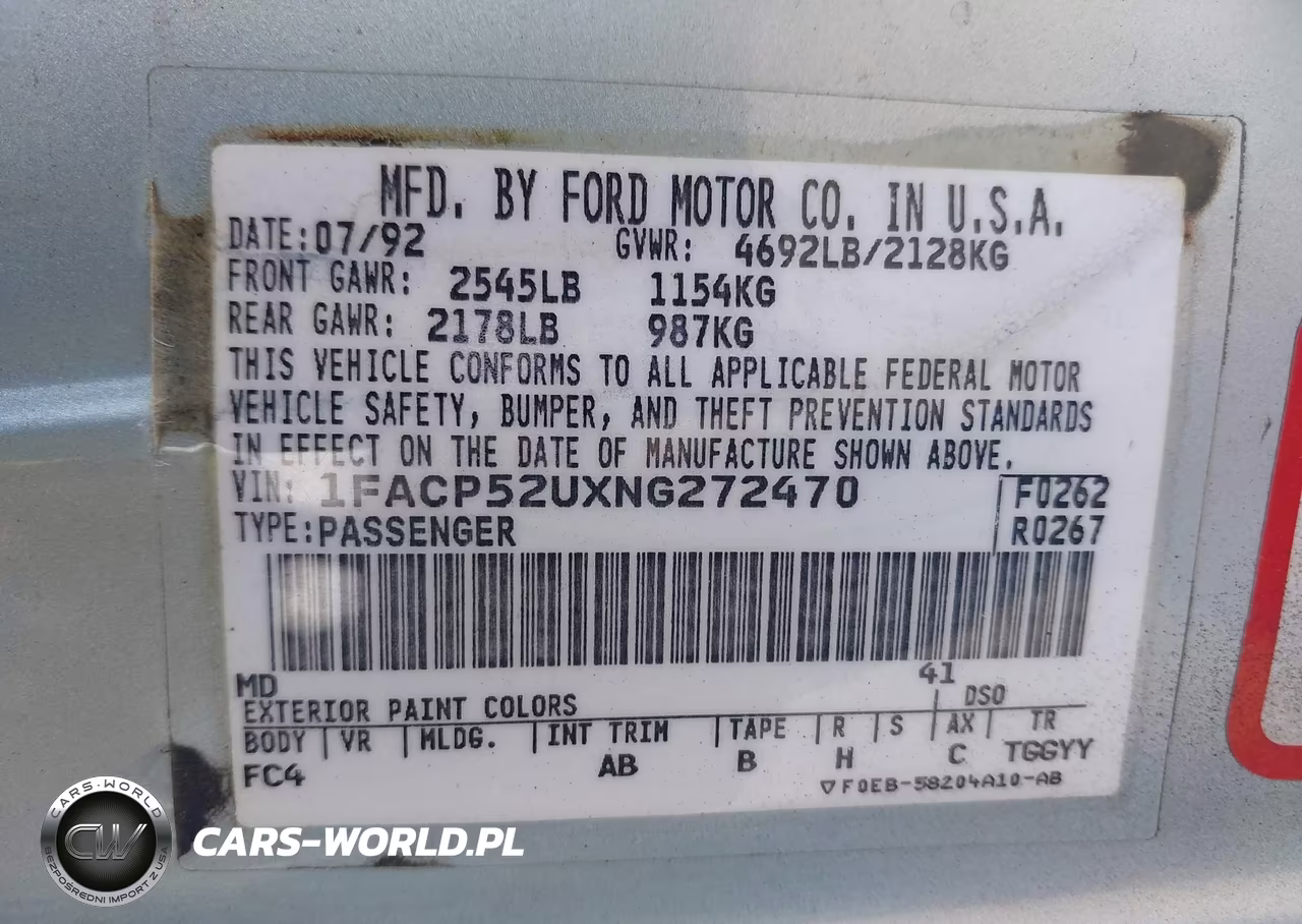 1992 Ford Taurus Gl VIN:1FACP52UXNG272470 - 9