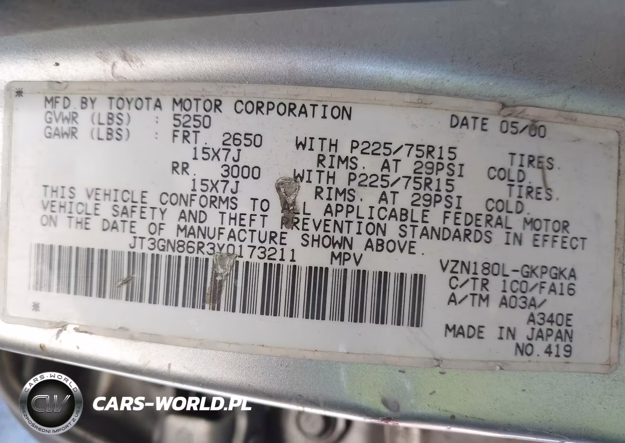 2000 Toyota 4Runner Sr5 V6 VIN:JT3GN86R3Y0173211 - 9