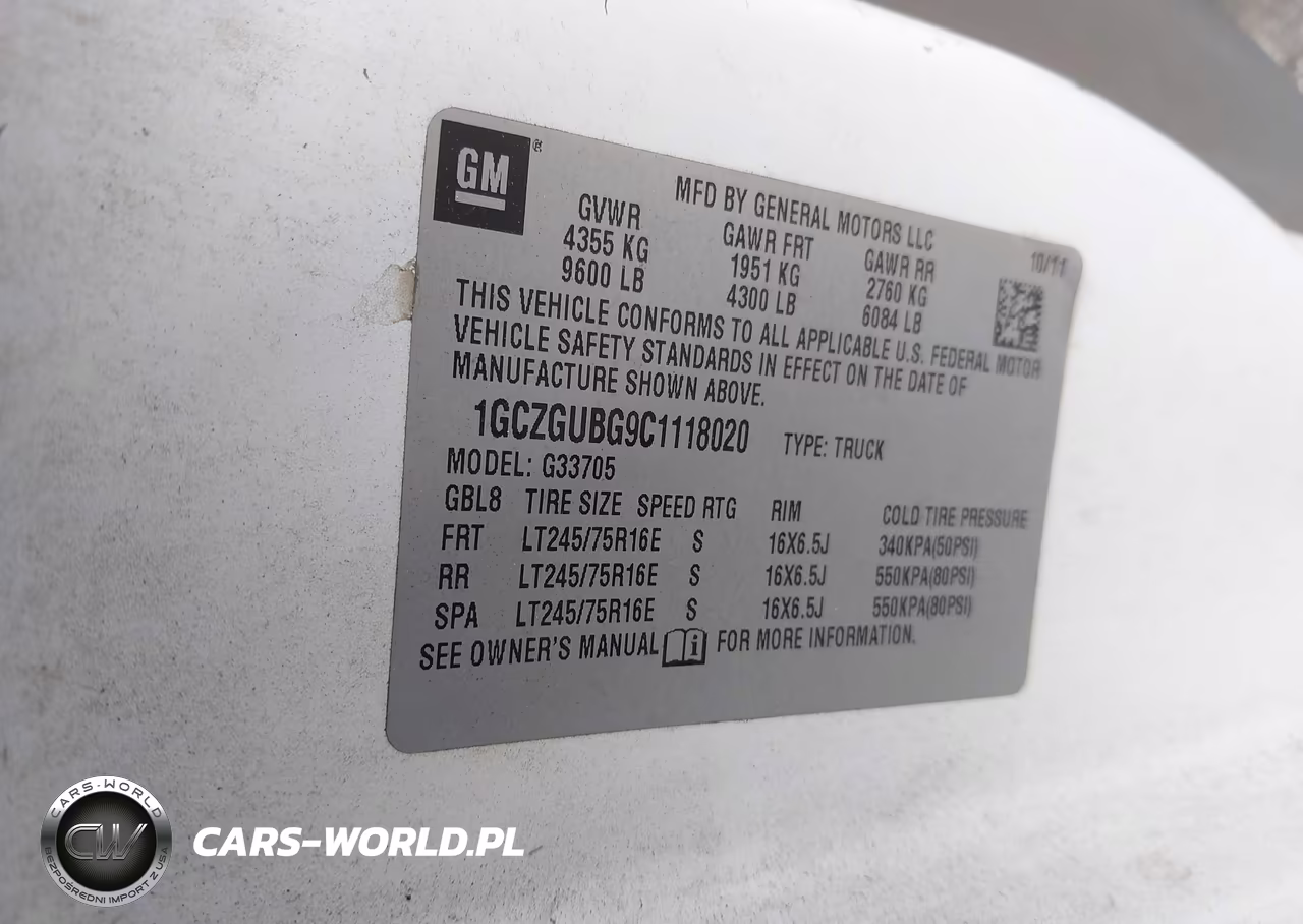 2012 Chevrolet Express 3500 Work Van VIN:1GCZGUBG9C1118020 - 9