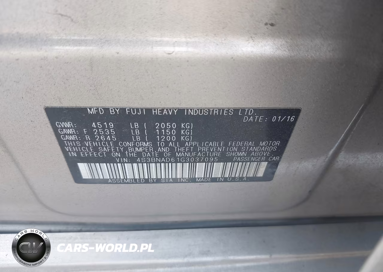 2016 Subaru Legacy 2.5I Premium VIN:4S3BNAD61G3037095 - 9
