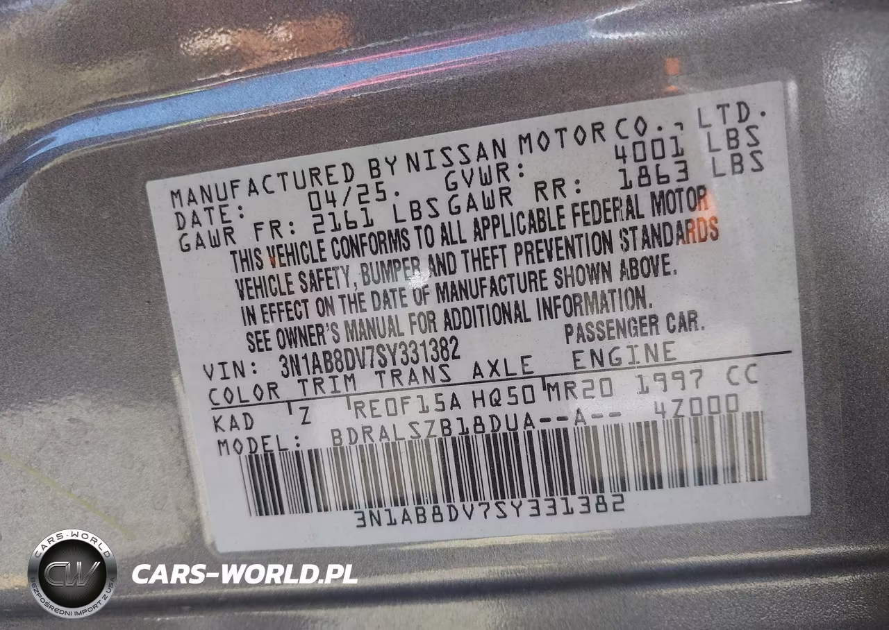 2025 Nissan Sentra Sr VIN:3N1AB8DV7SY331382 - 9