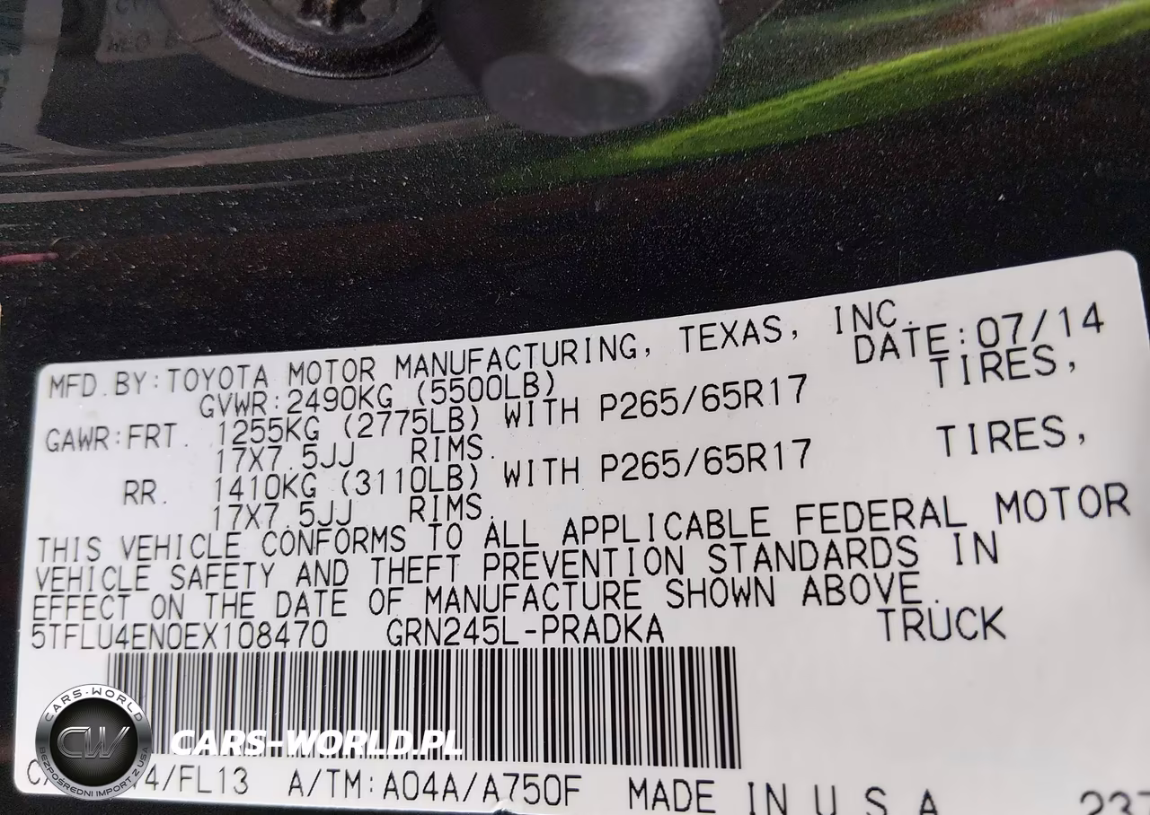 2014 Toyota Tacoma Base V6 VIN:5TFLU4EN0EX108470 - 9