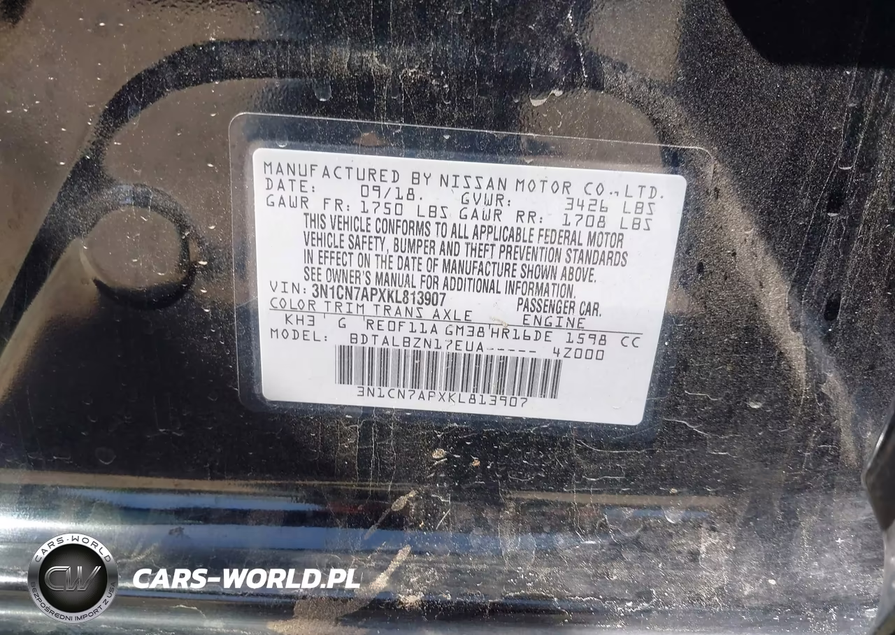 2019 Nissan Versa 1.6 Sv VIN:3N1CN7APXKL813907 - 9