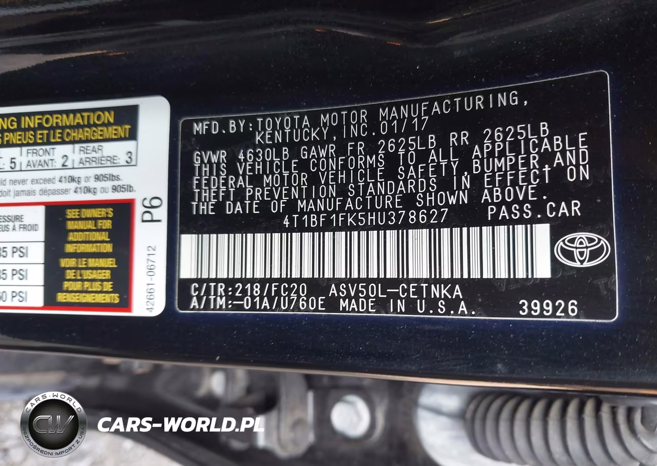 2017 Toyota Camry Le VIN:4T1BF1FK5HU378627 - 9