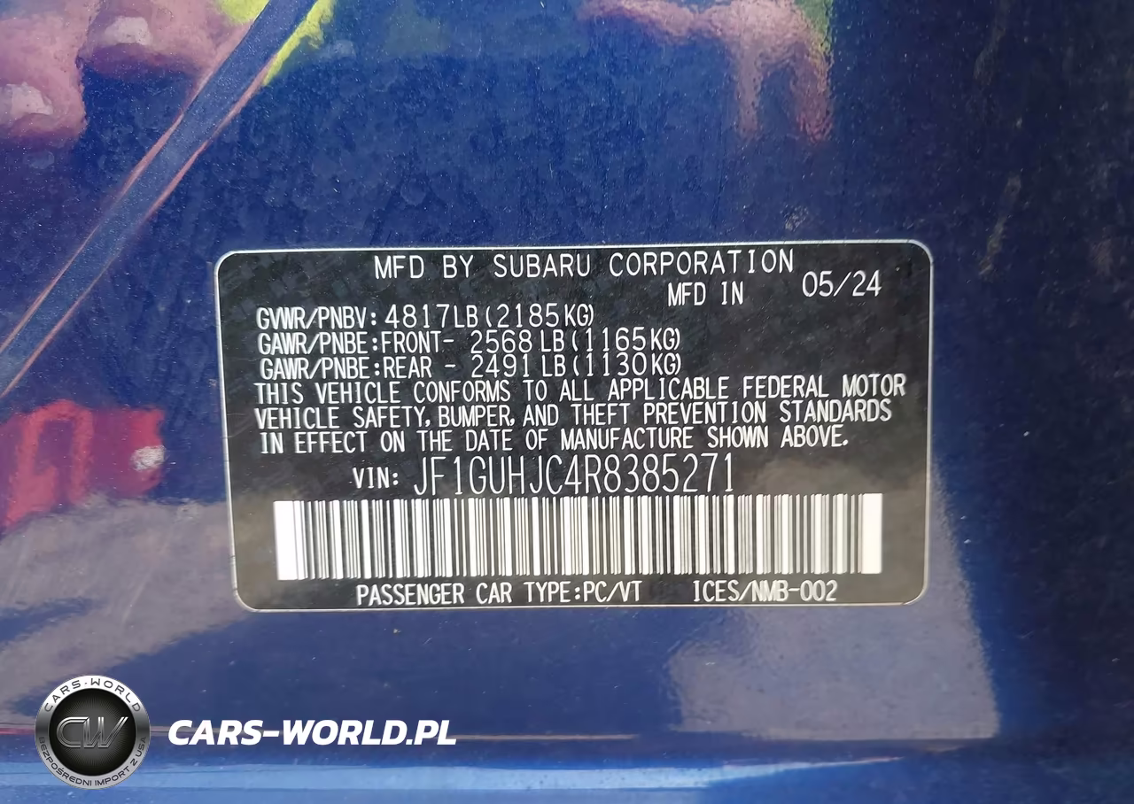 2024 Subaru Impreza Rs 5-Door VIN:JF1GUHJC4R8385271 - 9