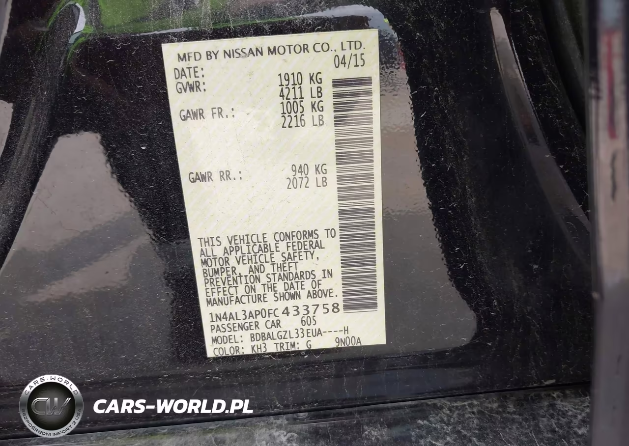 2015 Nissan Altima 2.5 S VIN:1N4AL3AP0FC433758 - 9