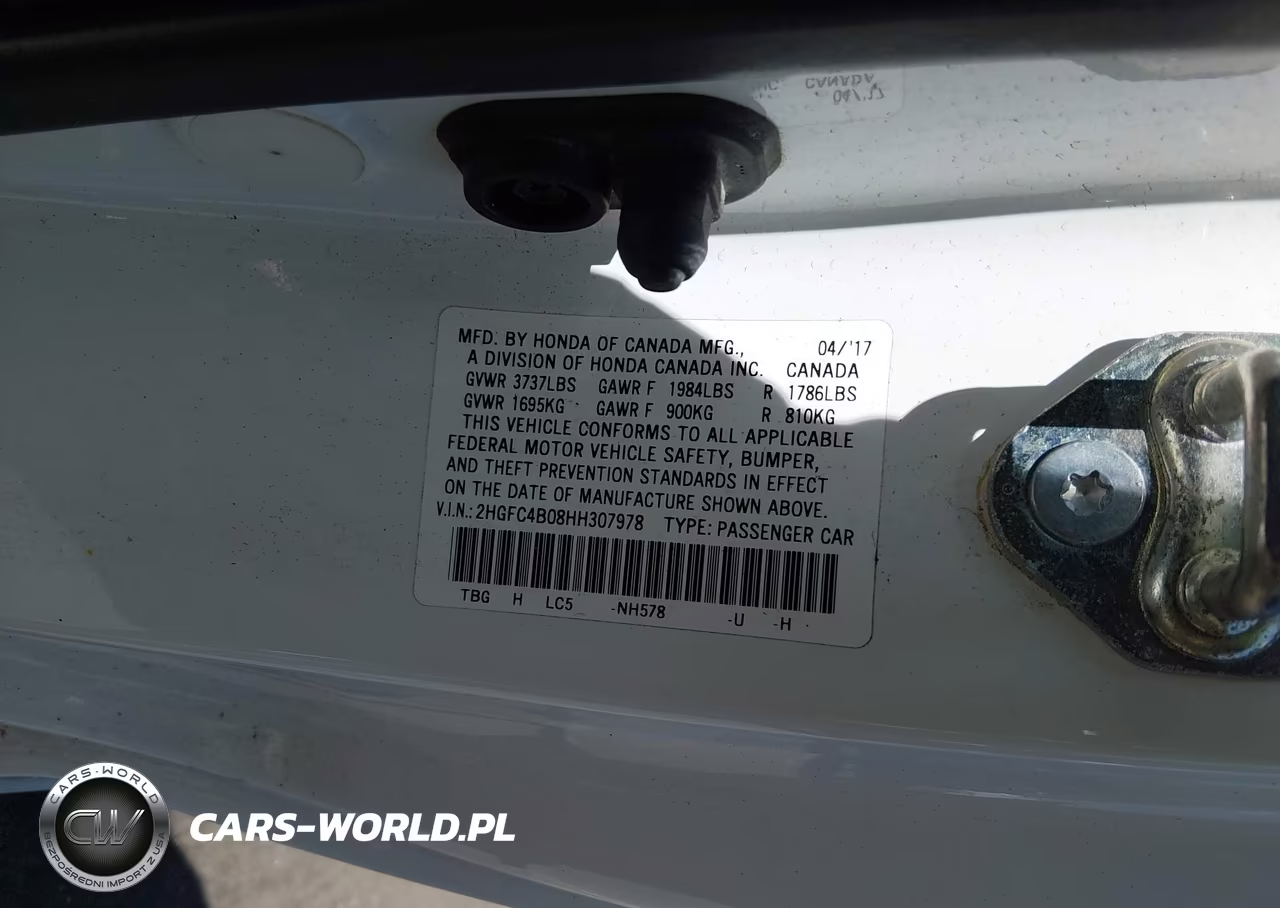 2017 Honda Civic Lx-P VIN:2HGFC4B08HH307978 - 9