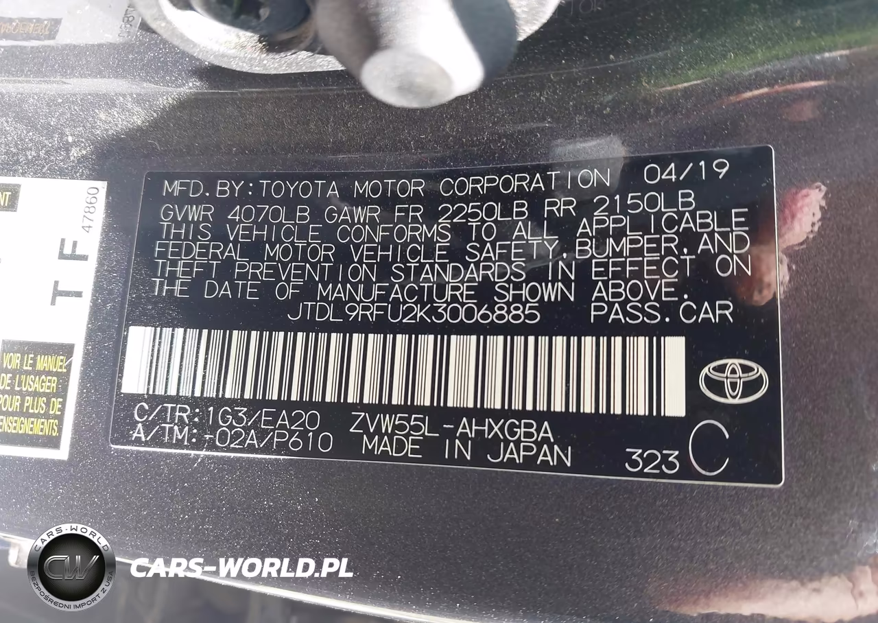 2019 Toyota Prius VIN:JTDL9RFU2K3006885 - 9