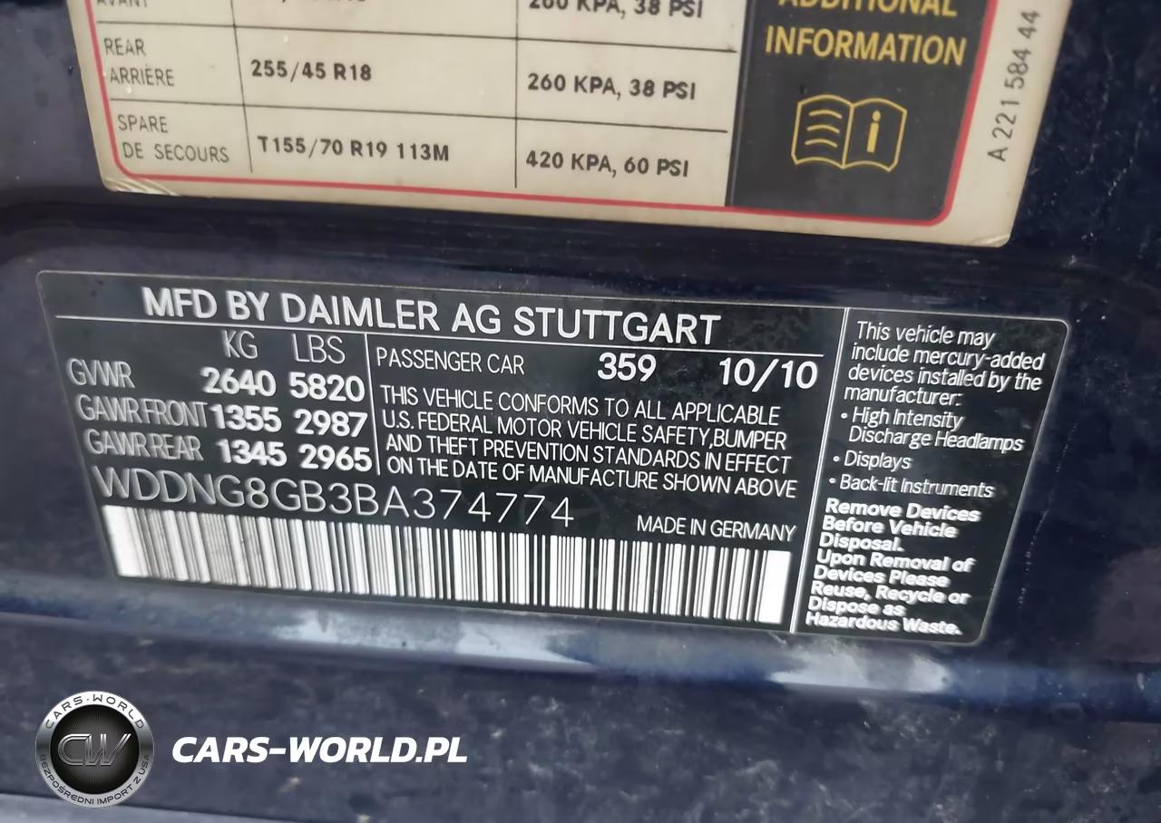 2011 Mercedes-Benz S 550 4Matic VIN:WDDNG8GB3BA374774 - 9