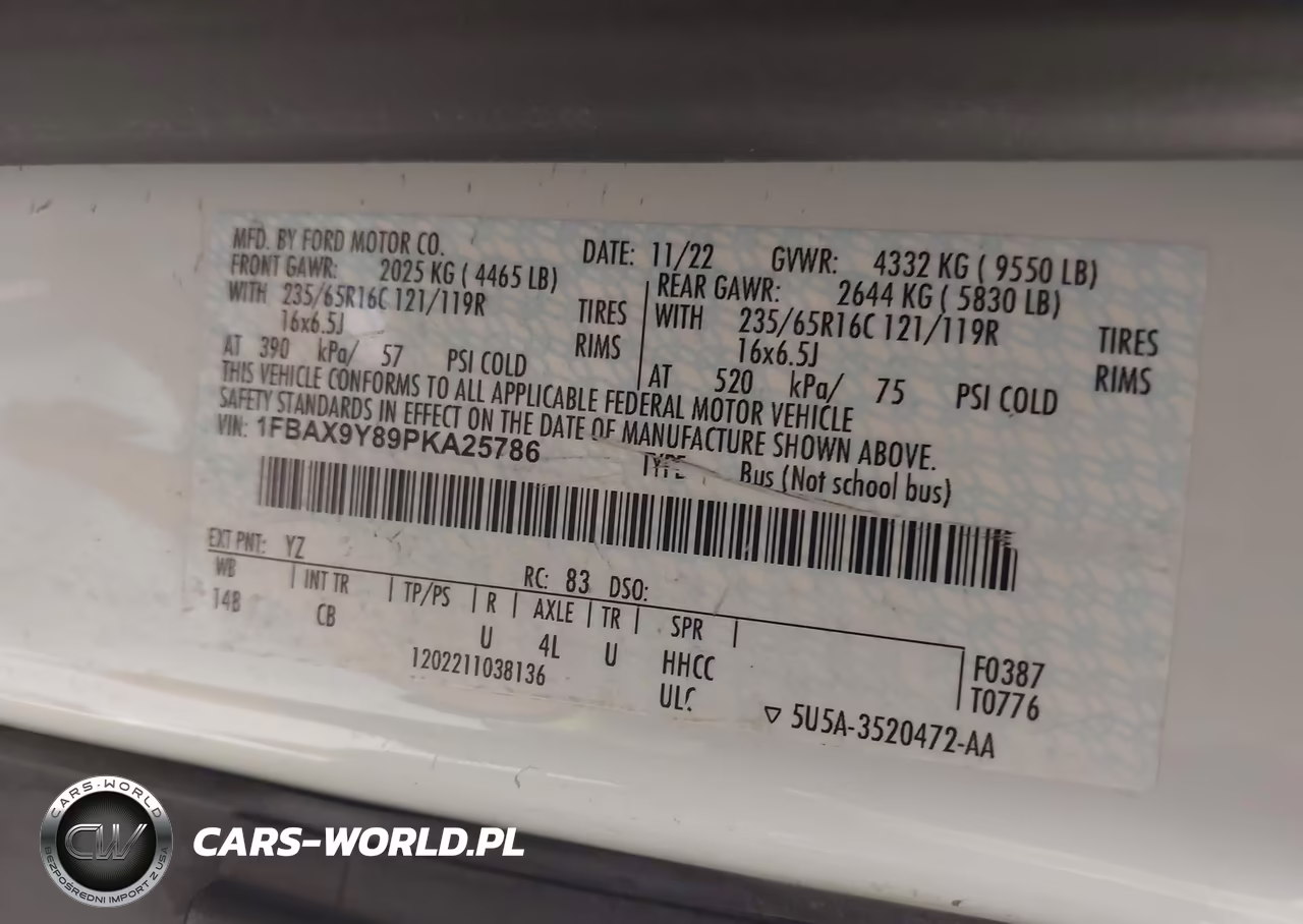 2023 Ford Transit-350 Passenger Van Xl VIN:1FBAX9Y89PKA25786 - 9