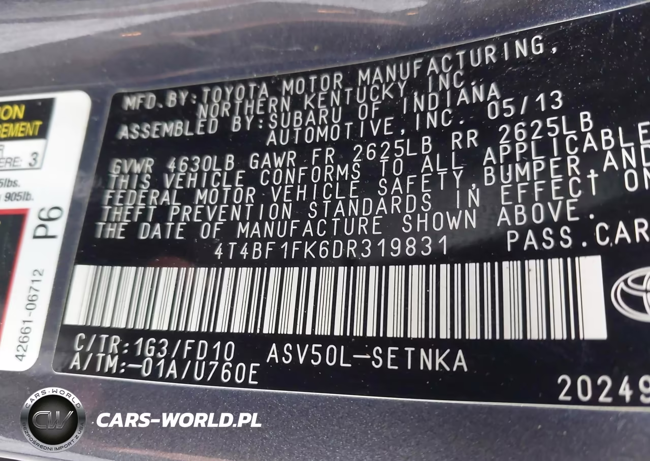 2013 Toyota Camry Le VIN:4T4BF1FK6DR319831 - 9