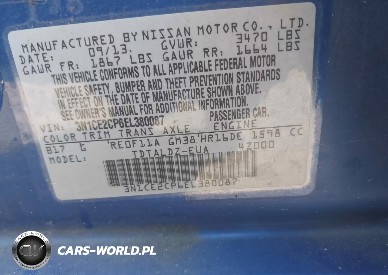 2014 Nissan Versa Note Sv VIN:3N1CE2CP6EL380087 - 9