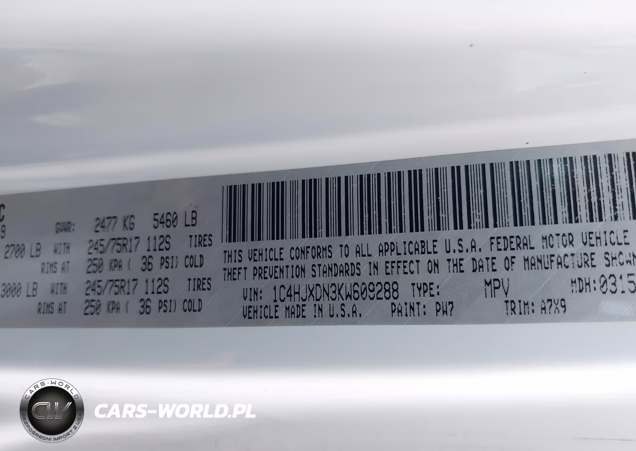 2019 Jeep Wrangler Unlimited Sport S 4X4 VIN:1C4HJXDN3KW609288 - 9