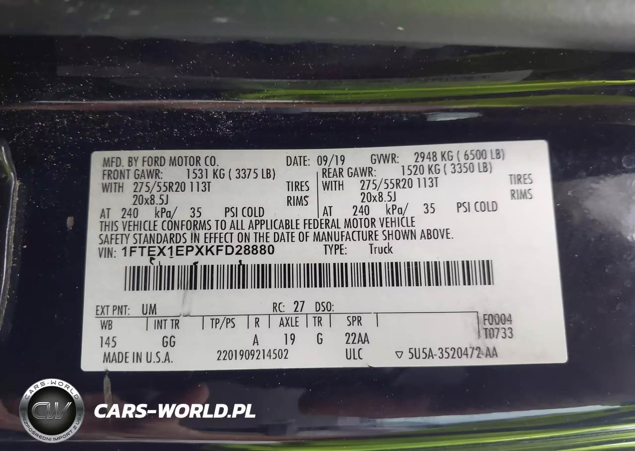 2019 Ford F-150 Xl VIN:1FTEX1EPXKFD28880 - 9