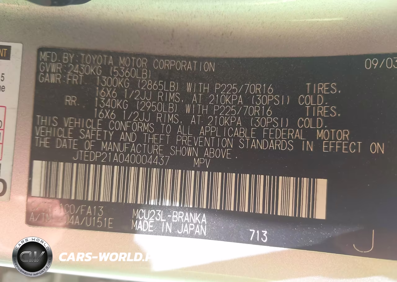 2004 Toyota Highlander V6 VIN:JTEDP21A040004437 - 9