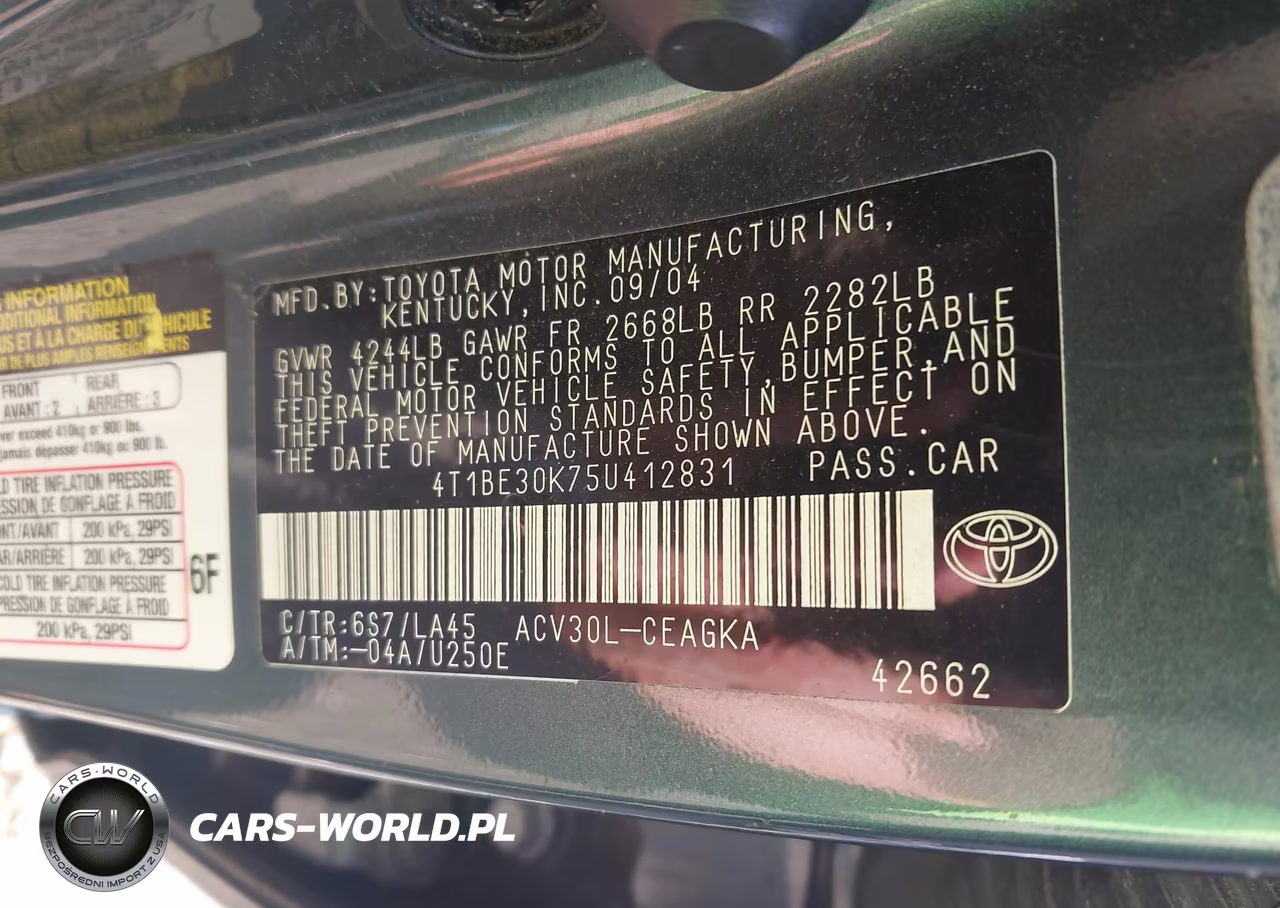 2005 Toyota Camry Xle VIN:4T1BE30K75U412831 - 9