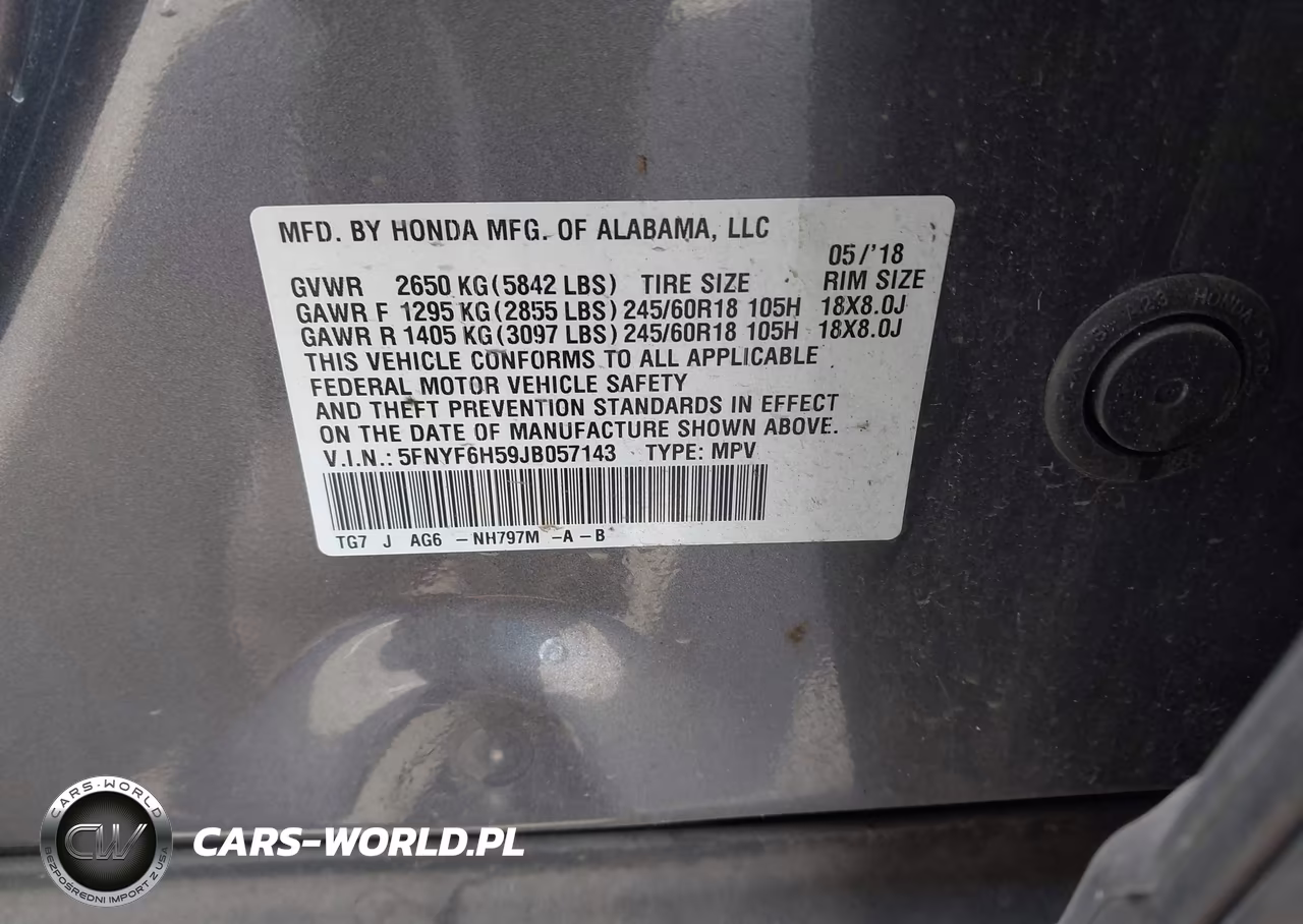 2018 Honda Pilot Ex-L VIN:5FNYF6H59JB057143 - 9
