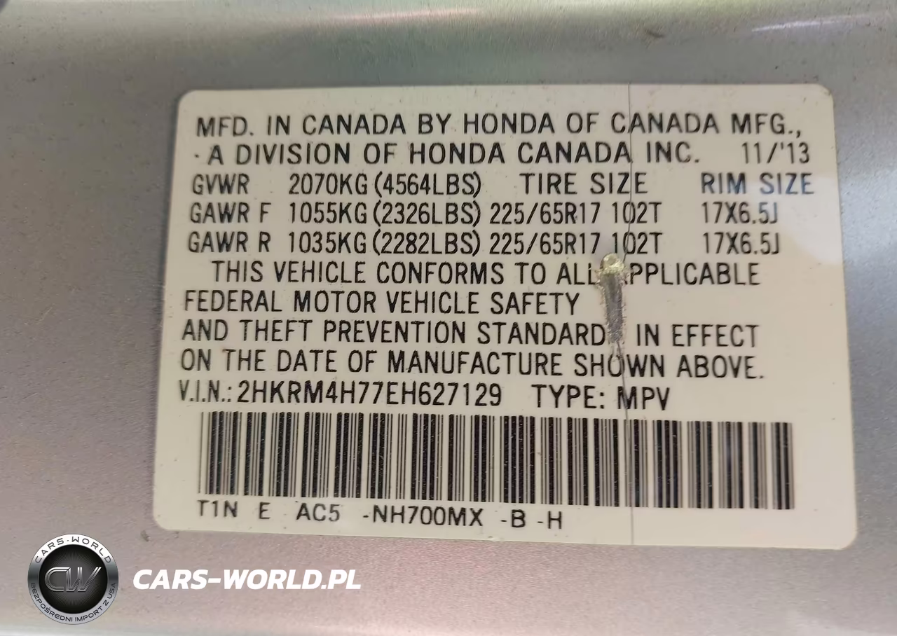2014 Honda Cr-V Ex-L VIN:2HKRM4H77EH627129 - 9