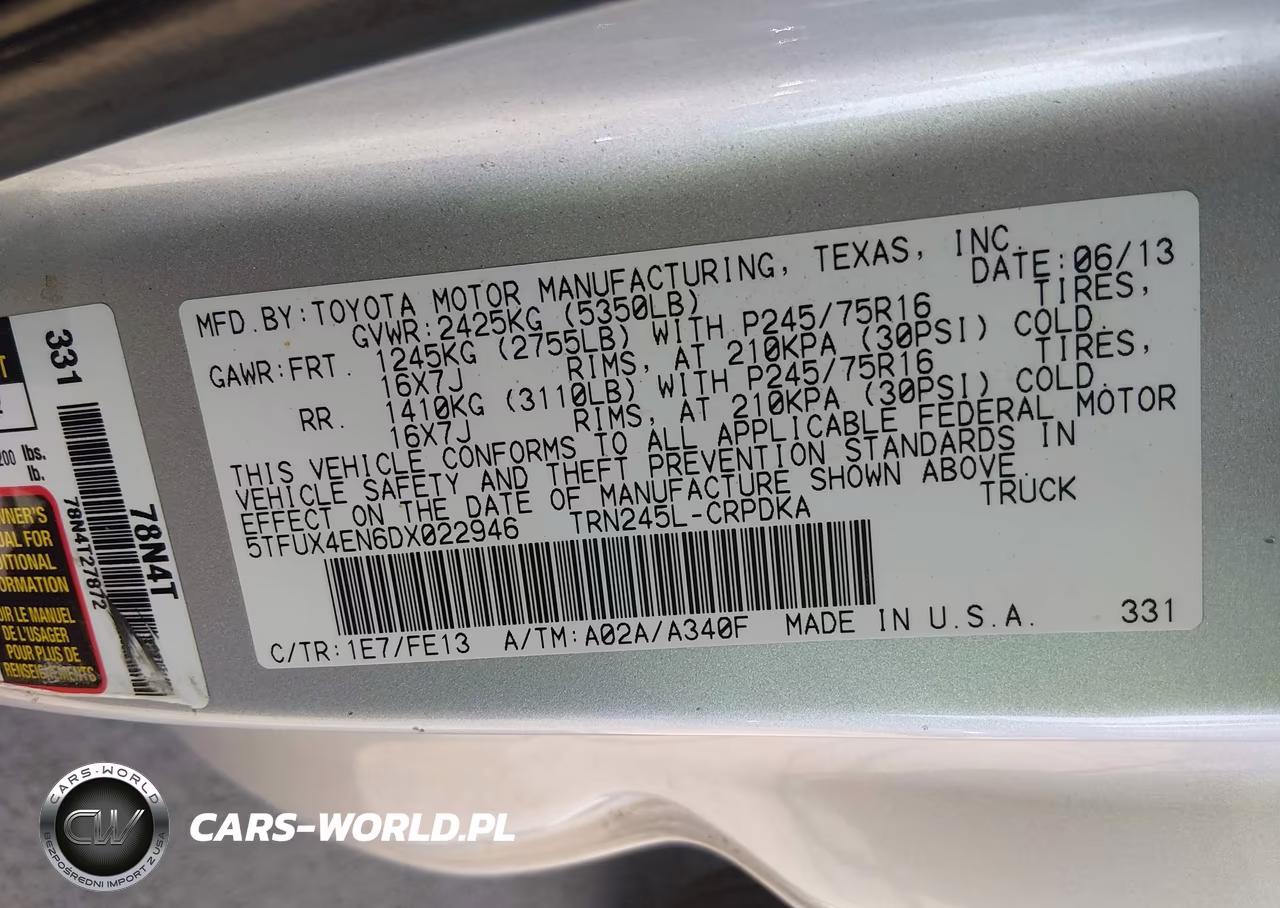 2013 Toyota Tacoma VIN:5TFUX4EN6DX022946 - 9