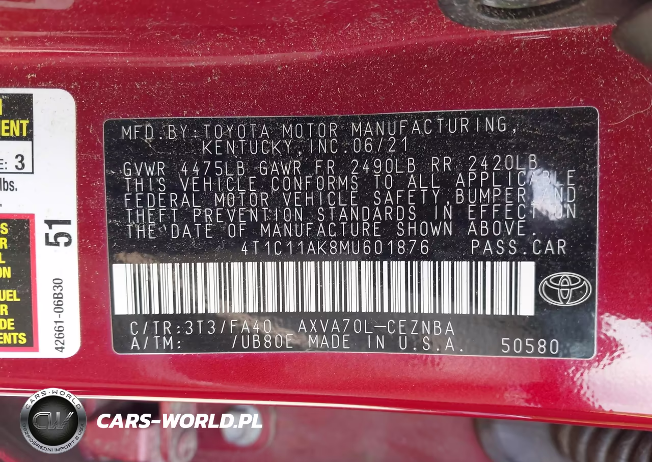 2021 Toyota Camry Le VIN:4T1C11AK8MU601876 - 9