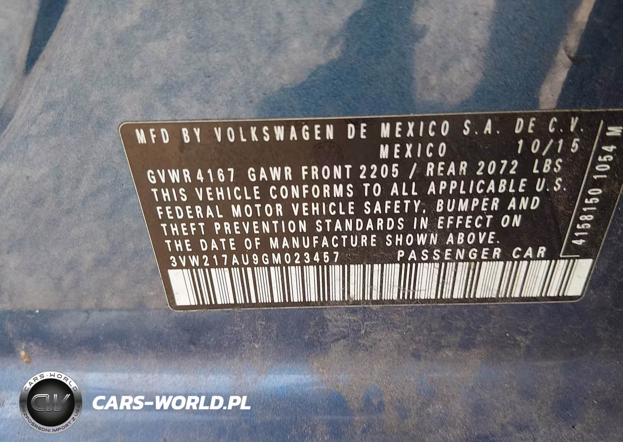 2016 Volkswagen Golf Tsi S 4-Door VIN:3VW217AU9GM023457 - 9