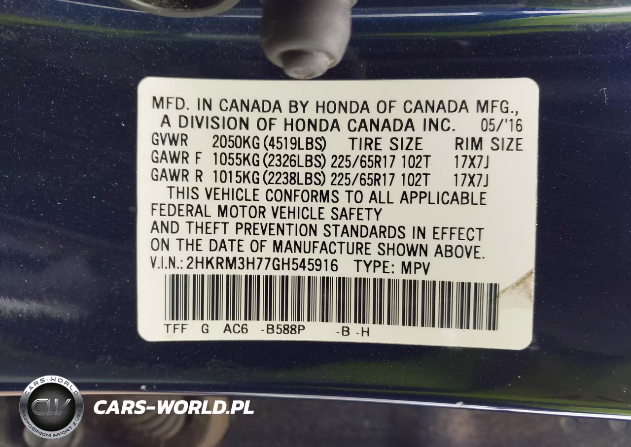 2016 Honda Cr-V Ex-L VIN:2HKRM3H77GH545916 - 9