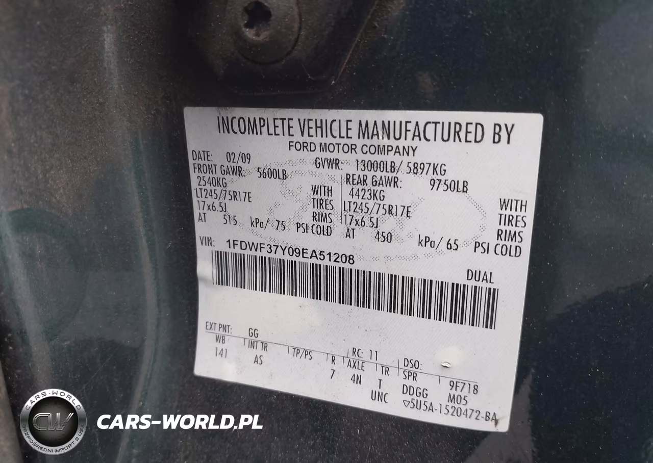 2009 Ford F-350 Chassis Xl-Xlt VIN:1FDWF37Y09EA51208 - 8