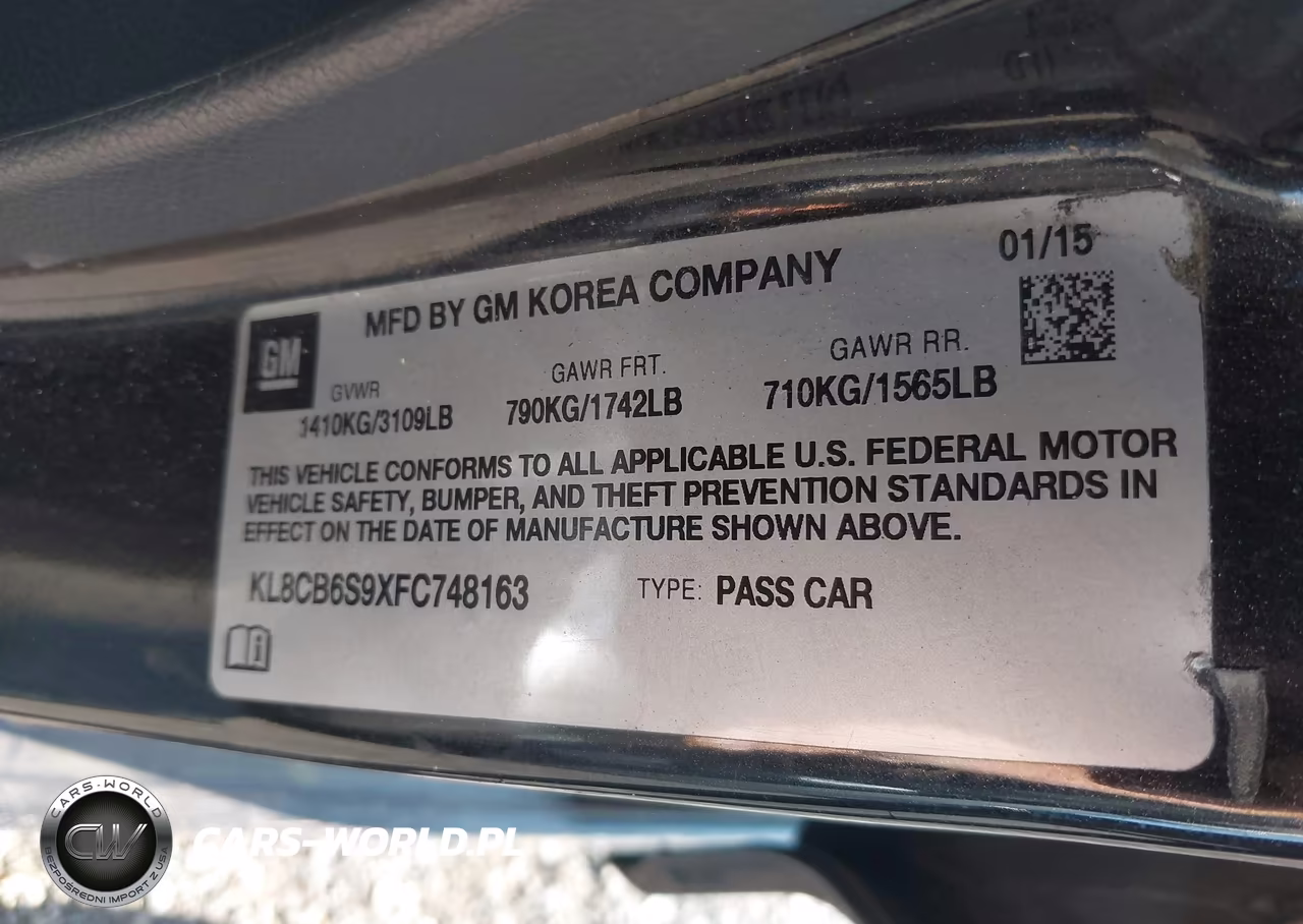 2015 Chevrolet Spark Ls Cvt VIN:KL8CB6S9XFC748163 - 9