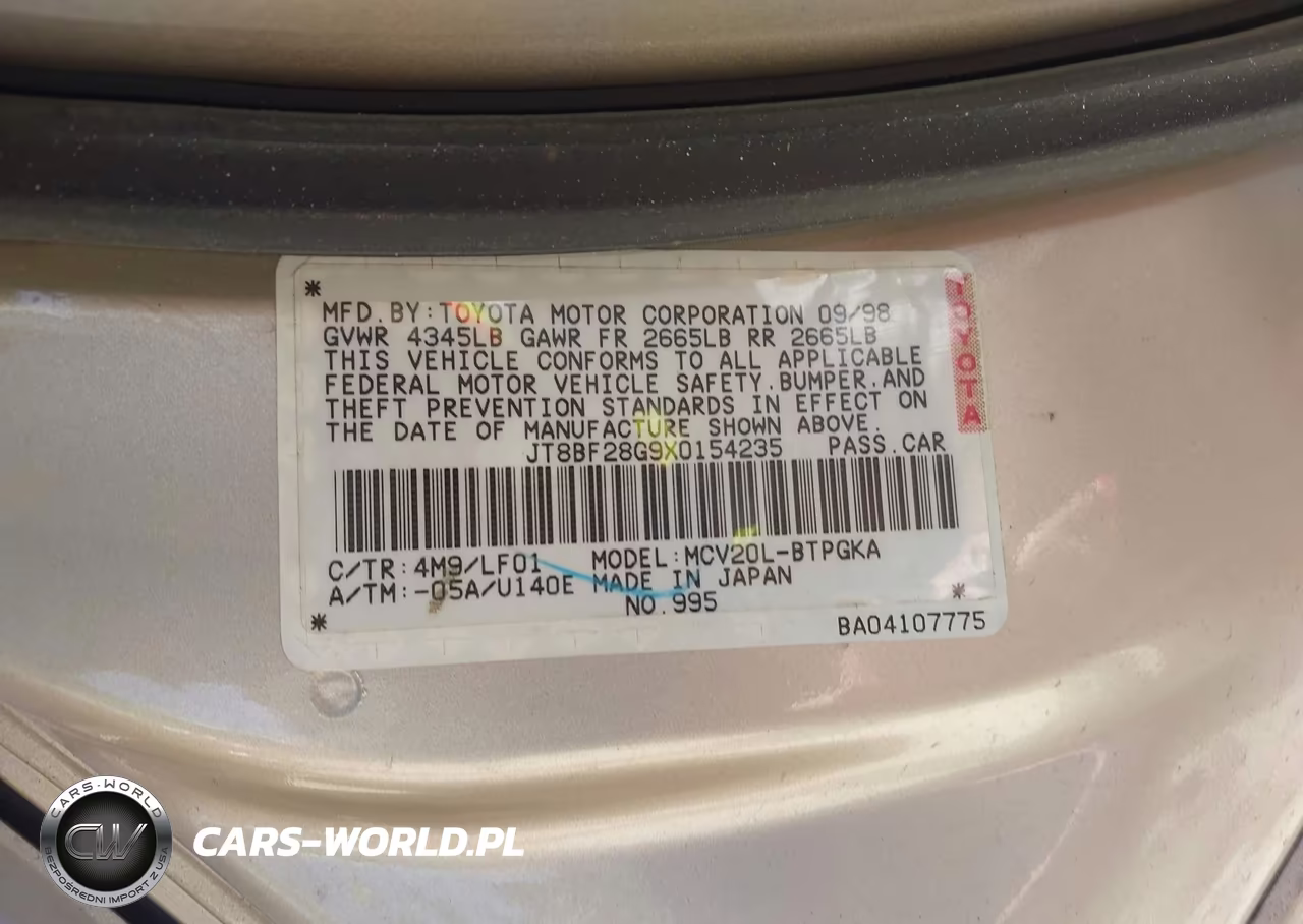 1999 Lexus Es 300 VIN:JT8BF28G9X0154235 - 9
