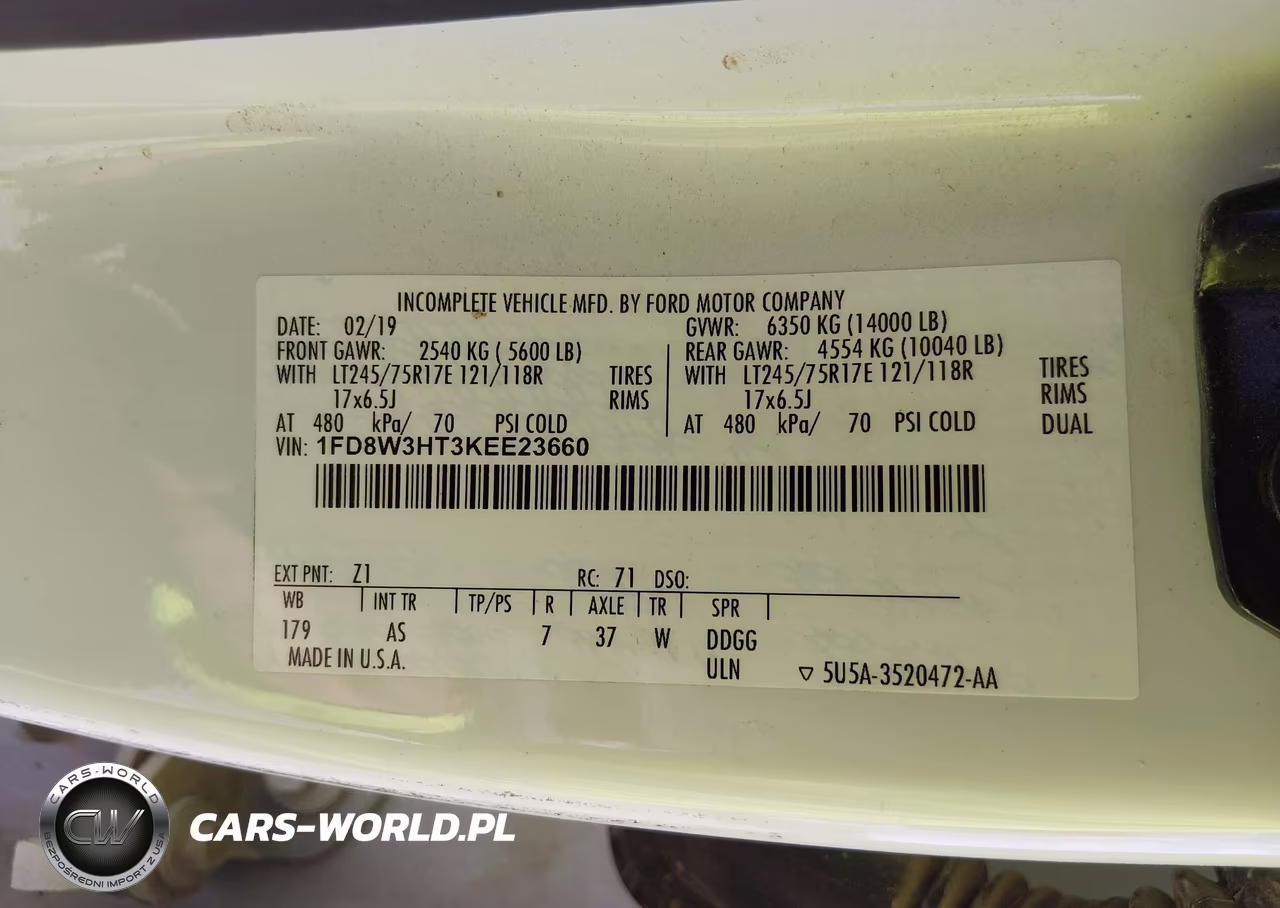 2019 Ford F-350 Chassis Xl VIN:1FD8W3HT3KEE23660 - 9